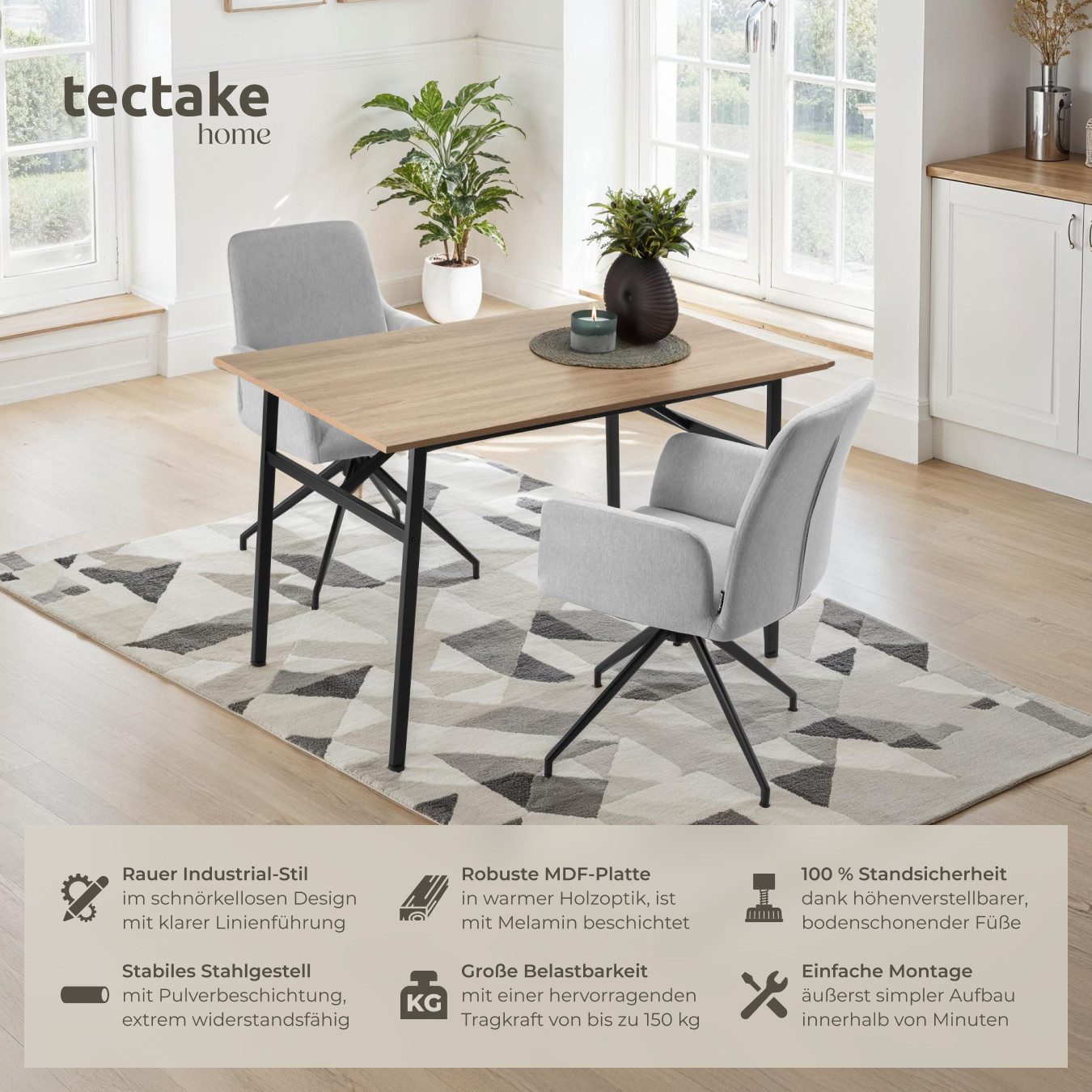 tectake Esstisch Swansea (1-St., 1 tlg), Esstisch in charakteristischer Ind günstig online kaufen