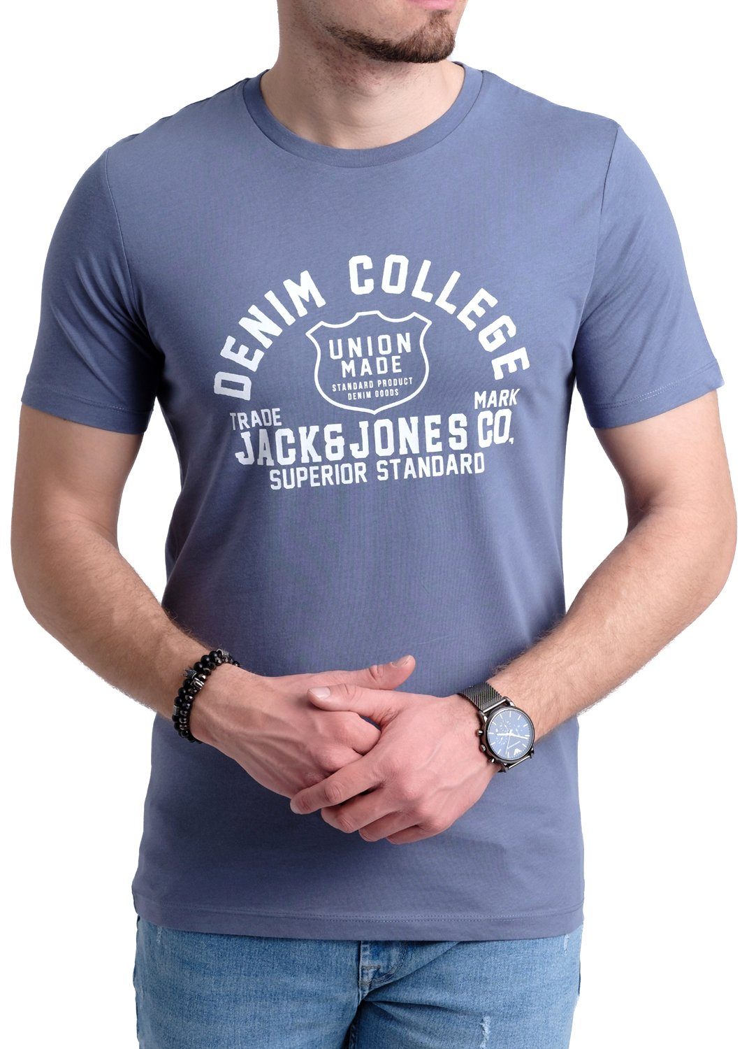 Aufdruck Mix mit aus & Jones Print-Shirt OPT 3er-Pack) Baumwolle Jack 4 (Spar-Set, T-Shirts 3er