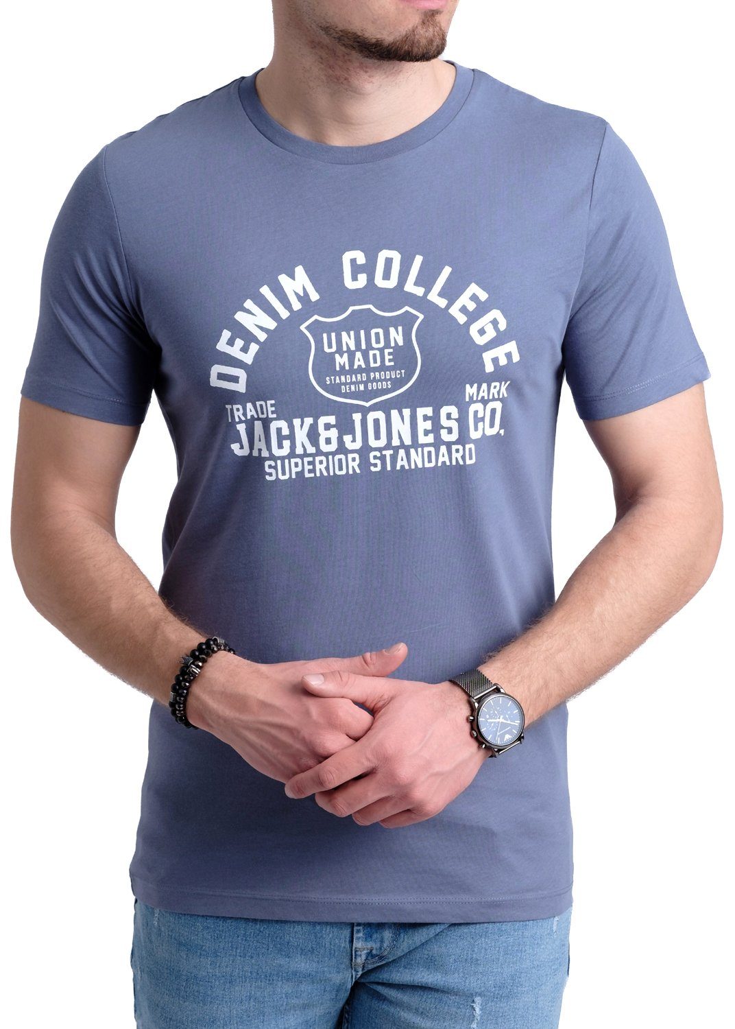 Jack & Jones Print-Shirt T-Shirt mit Aufdruck aus Baumwolle günstig online kaufen