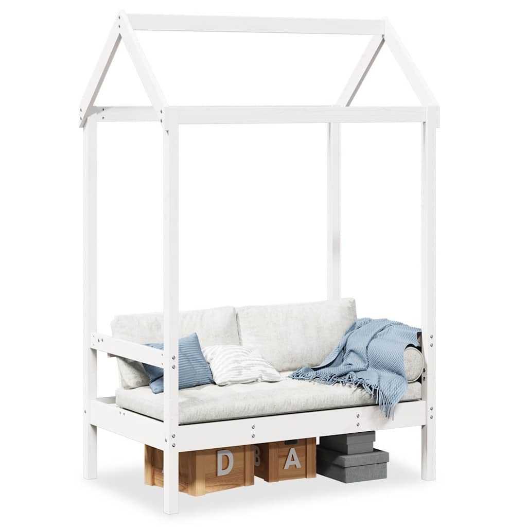 vidaXL Sitzbank Bank mit Dach Weiß 117,5x70x176,5 cm Massivholz Kiefer
