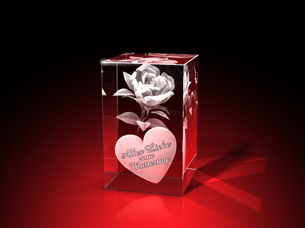 H 50 mit Besonderes 80 x x 3D Muttertagsgeschenk einem (B mm Rose T) GLASFOTO.COM 50 Muttertagskarte Gruß, unvergänglichem x x -