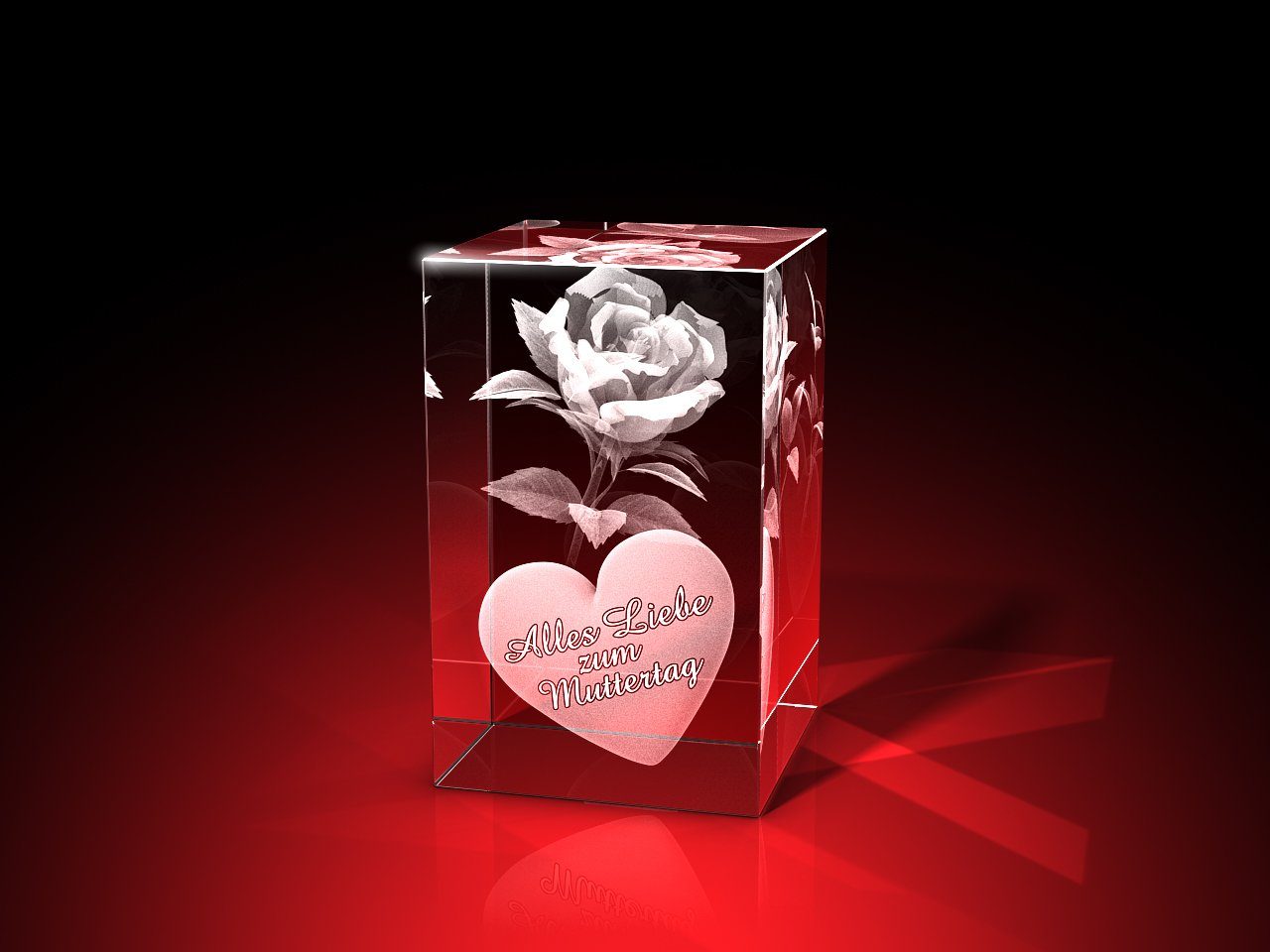 GLASFOTO.COM Muttertagskarte Besonderes Muttertagsgeschenk - 3D Rose mit  einem unvergänglichem Gruß, 50 x 80 x 50 mm (B x H x T)