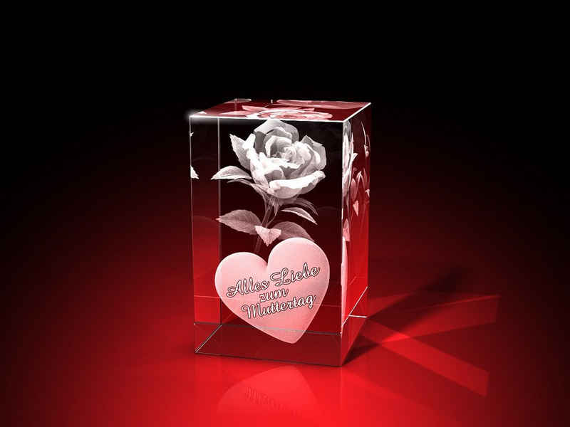 GLASFOTO.COM Muttertagskarte Besonderes Muttertagsgeschenk - 3D Rose mit einem unvergänglichem Gruß, 50 x 80 x 50 mm (B x H x T)