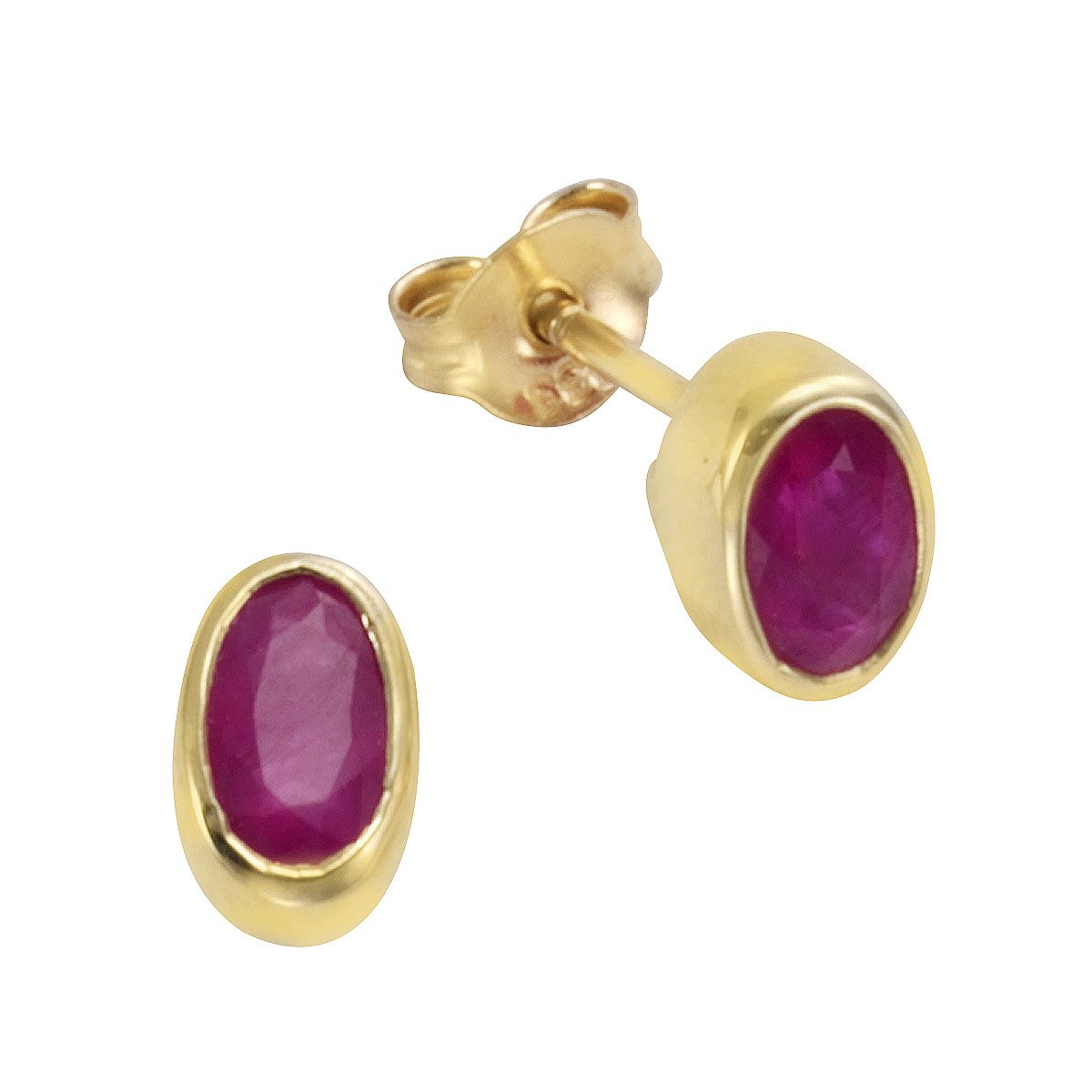 Paar Ohrstecker 585/- Gelbgold Rubin