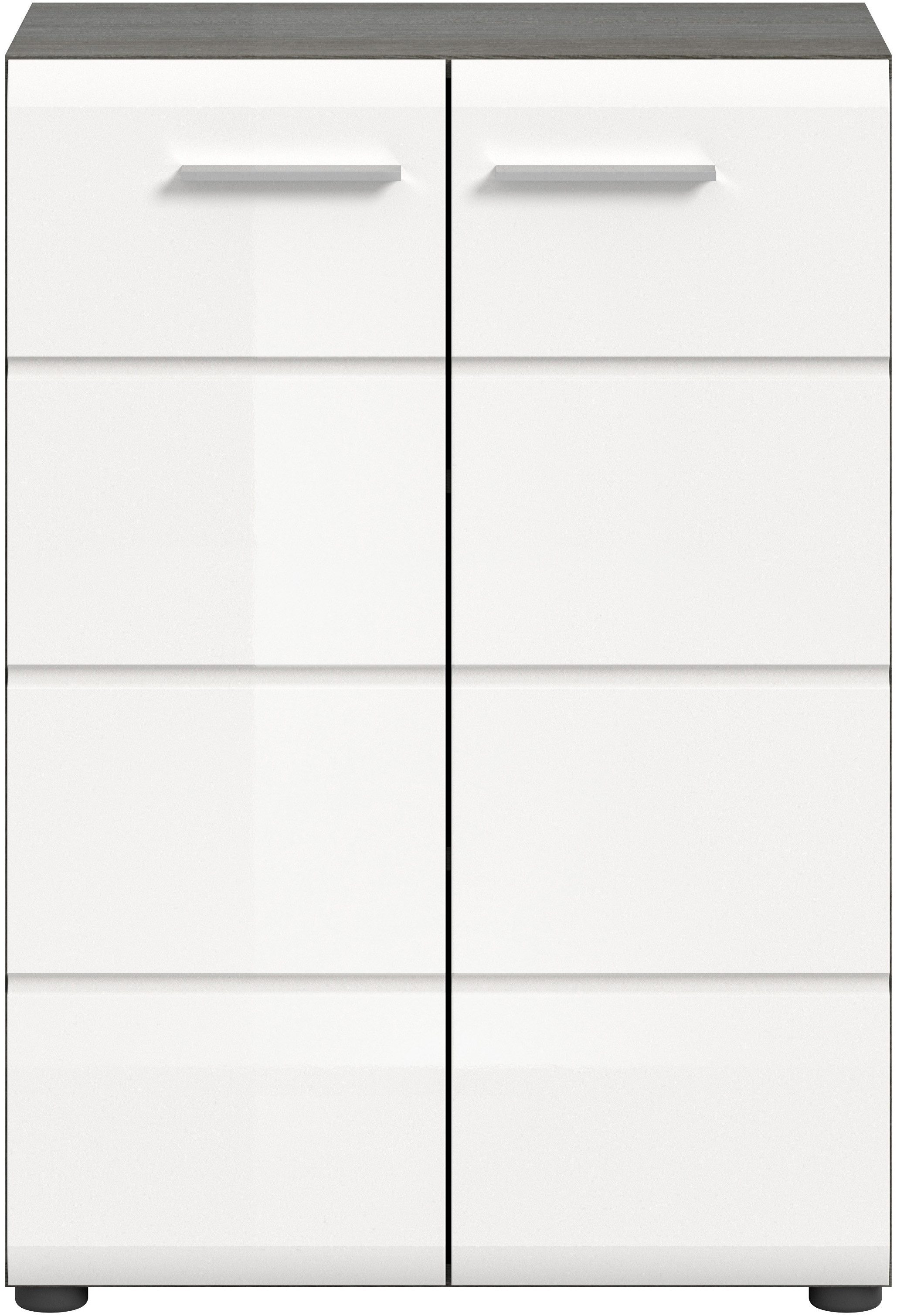 INOSIGN Kommode Rumba, Breite 60cm, in Rauchsilber Nachbildung/ Weiß Hochglanz, Kommode, Sideboard, Schrank