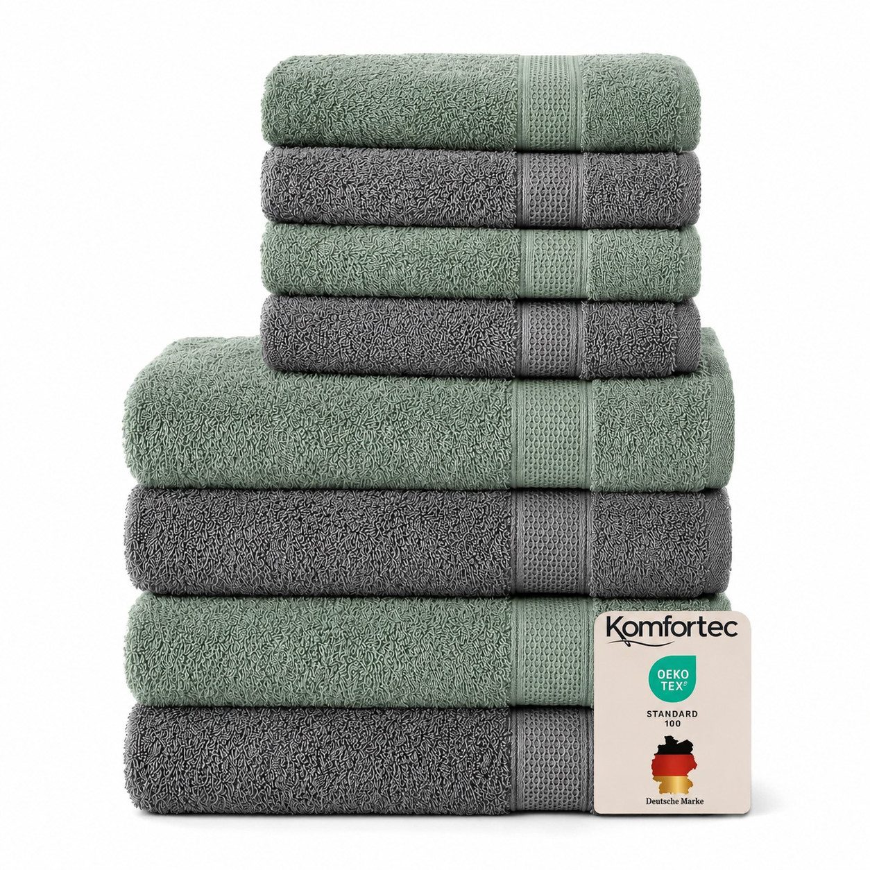 Komfortec Handtuch Set aus 100% Baumwolle, 4 Handtücher 50x100 cm und 4 Badetücher 70x140 cm, Frottee (Packung, 8-St), Duschtücher & Badehandtuch, Weich, Towel, Groß