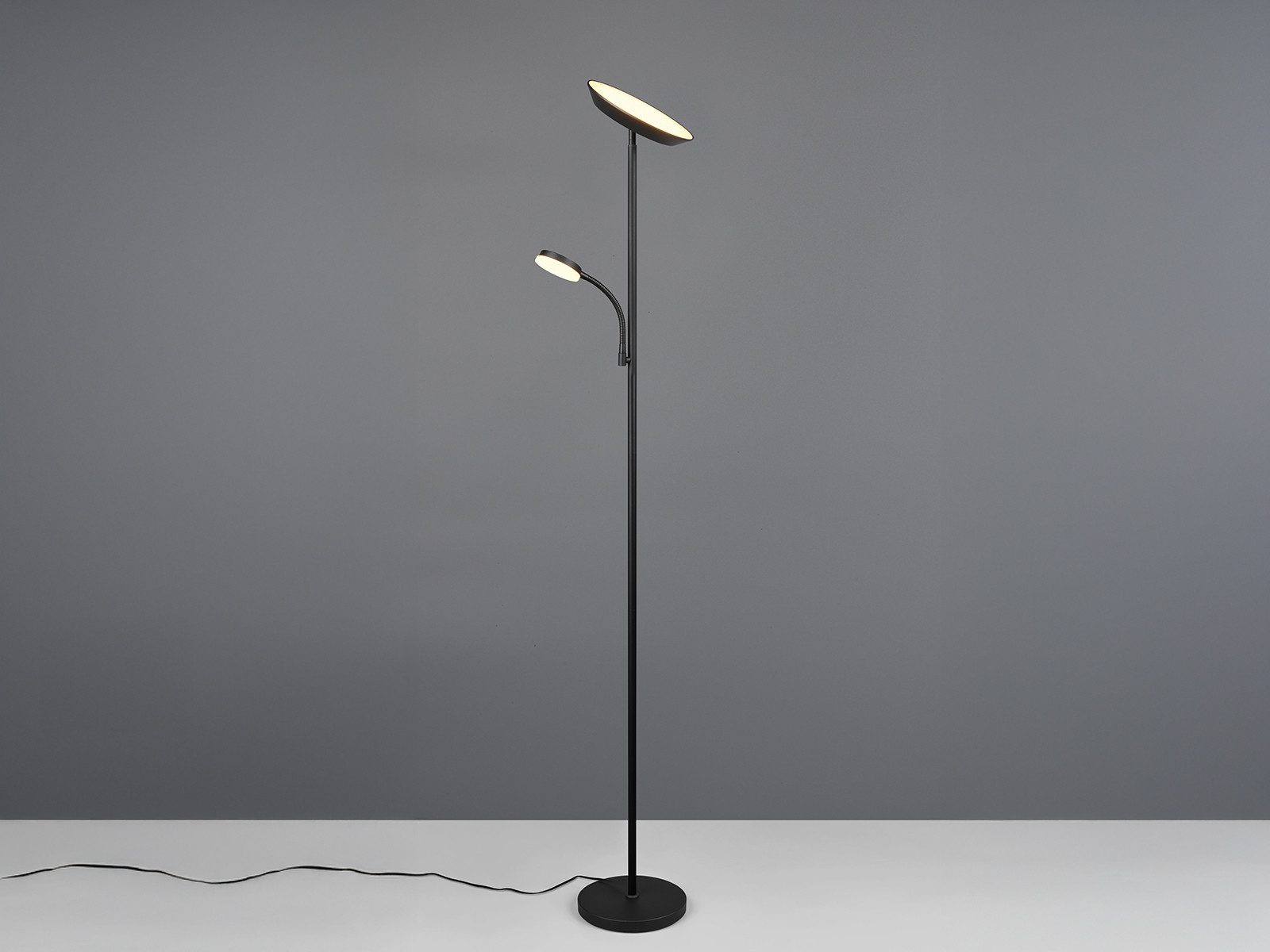 Reality Leuchten LED Stehlampe, Dimmfunktion, LED fest integriert, Dimmbar über Touch Schalter, Warmweiß, Neutralweiß, Tageslichtweiß, groß, Decken-Fluter mit Leselampe und Metall-Fuß zum Dimmen Höhe 178cm