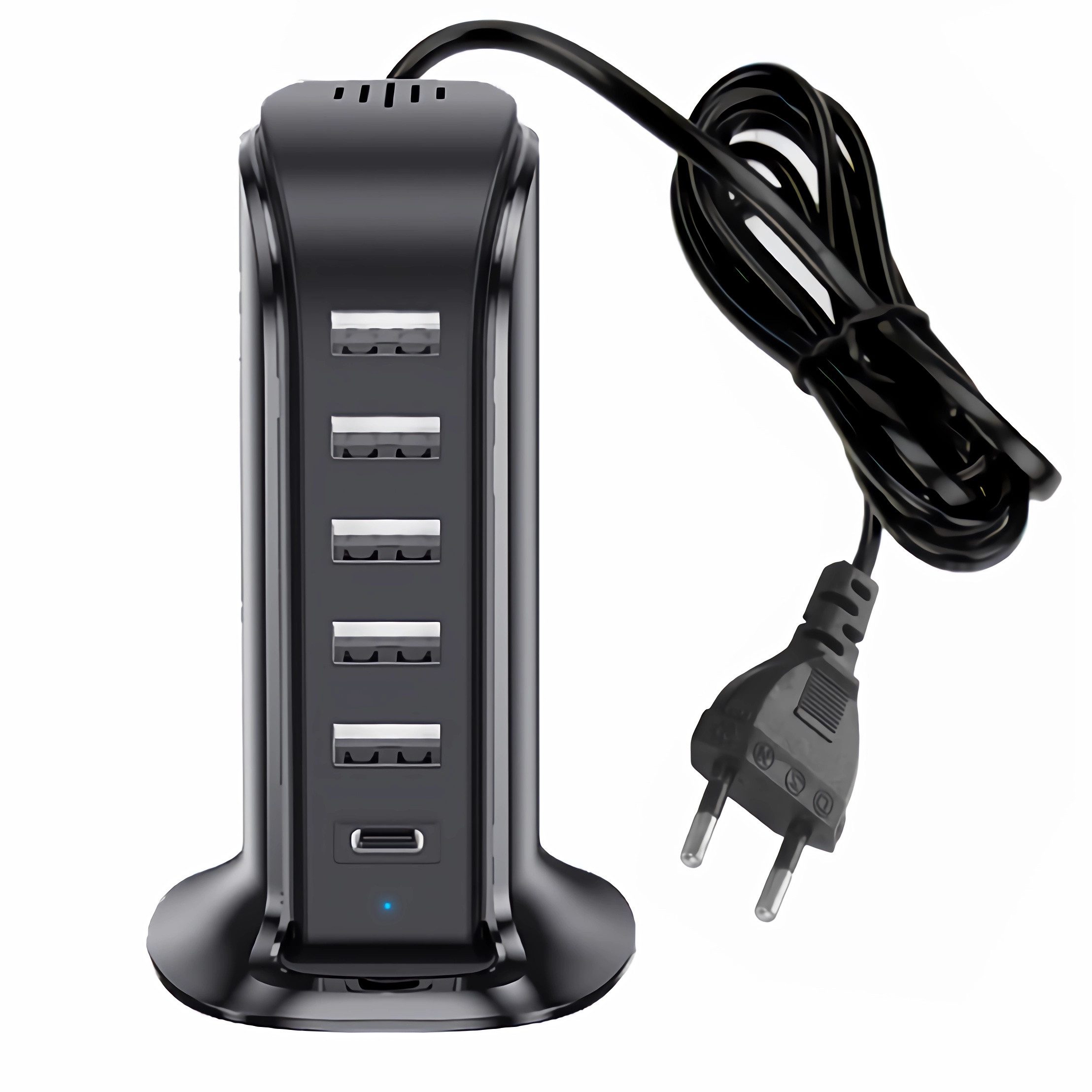 Bolwins D97C 6 Fach 4A 5V USB Port Netzteil Adapter Ladegerät Ladestation USB-Ladegerät (2100 mA, Packung, 1-tlg., 1x USB Ladegerät + Netzkabel, Schnellladefunktion Gleichzeitiges Laden mehrerer Geräte)