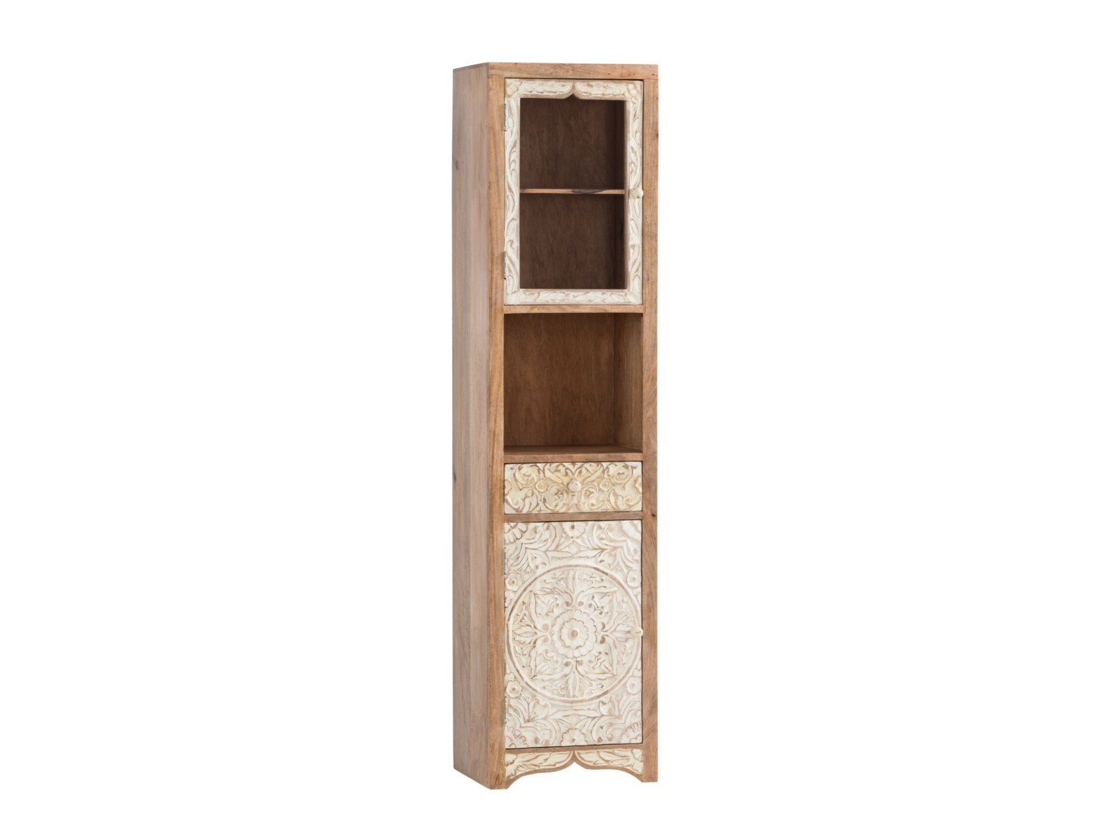 massivum Hochschrank Delhi Badschrank massiv aus Echtholz Landhausstil