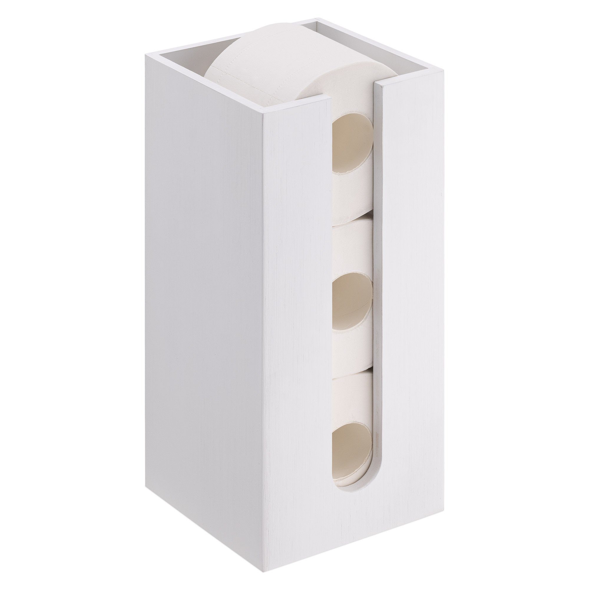 Navaris Toilettenpapierhalter Toilettenpapier Rollenhalter – 15x15x33cm – freistehend – weiß, Toilettenpapier Rollenhalter – 15x15x33cm – freistehend – weiß