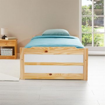 IDIMEX Funktionsbett LORENA, Ausziehbett Bett Tagesbett Jugendbett Bett 90 x190 cm natur/weiß