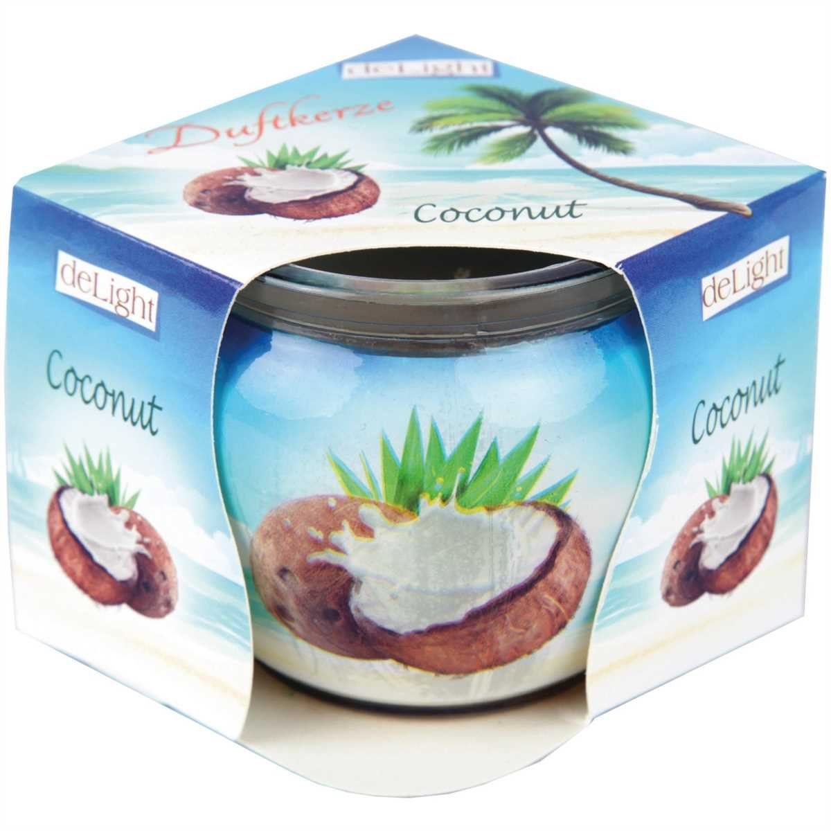 HS Candle Duftkerze im Glas (1-tlg), Coconut, Duftnote cremig & exotisch, Ø7x6cm, bis zu 22h Brenndauer