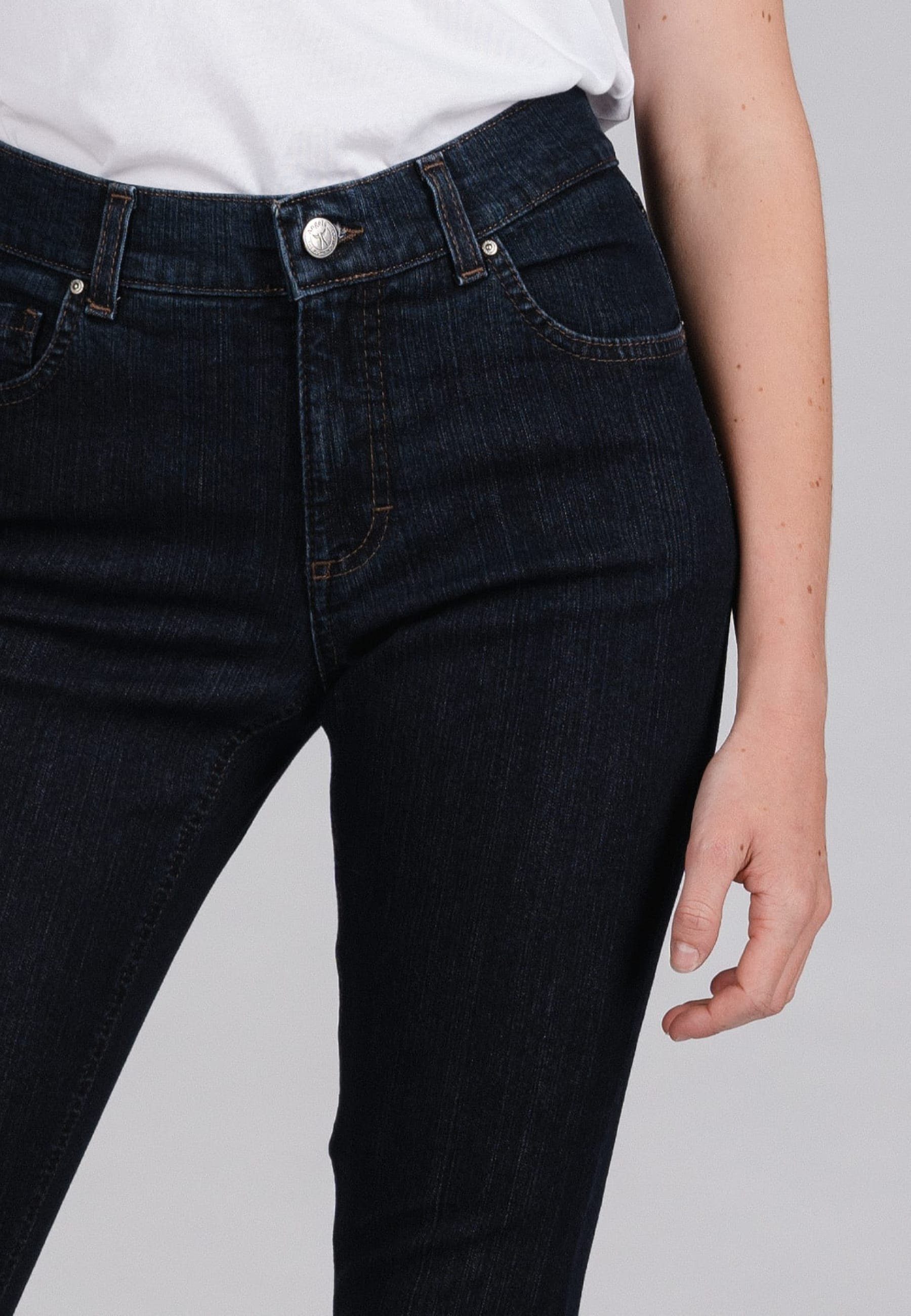 Label-Applikationen Skinny mit Slim-fit-Jeans sportivem Denim ANGELS mit Jeans dunkelblau