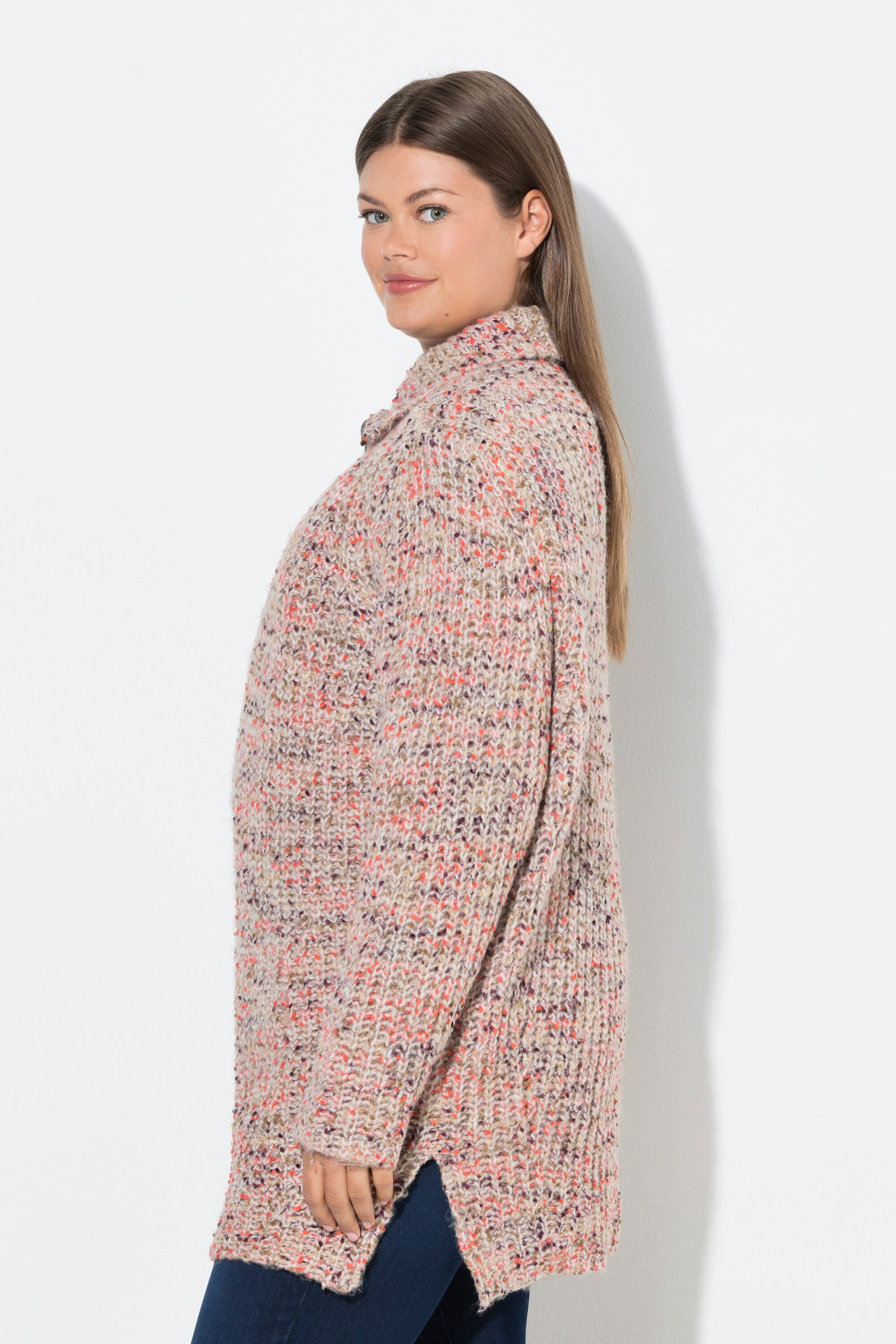 Laurasøn Fleecepullover Long-Strickpullover Langarm Trojakragen
