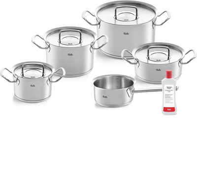 Fissler Topf-Set Profi Collection,Topfset,5Tlg+Metall-Deckel+Edelstahlpflege+Induktion, hitzebeständig, robust (Töpfeset, Induktionstöpfe, Töpfe, Topf Set, 5-tlg., 4 Töpfe+ Deckel, 1Ohne Deckel), + Stieltopf 16cm, alle Töpfe mit Deckel, Induktion, 5 Tlg