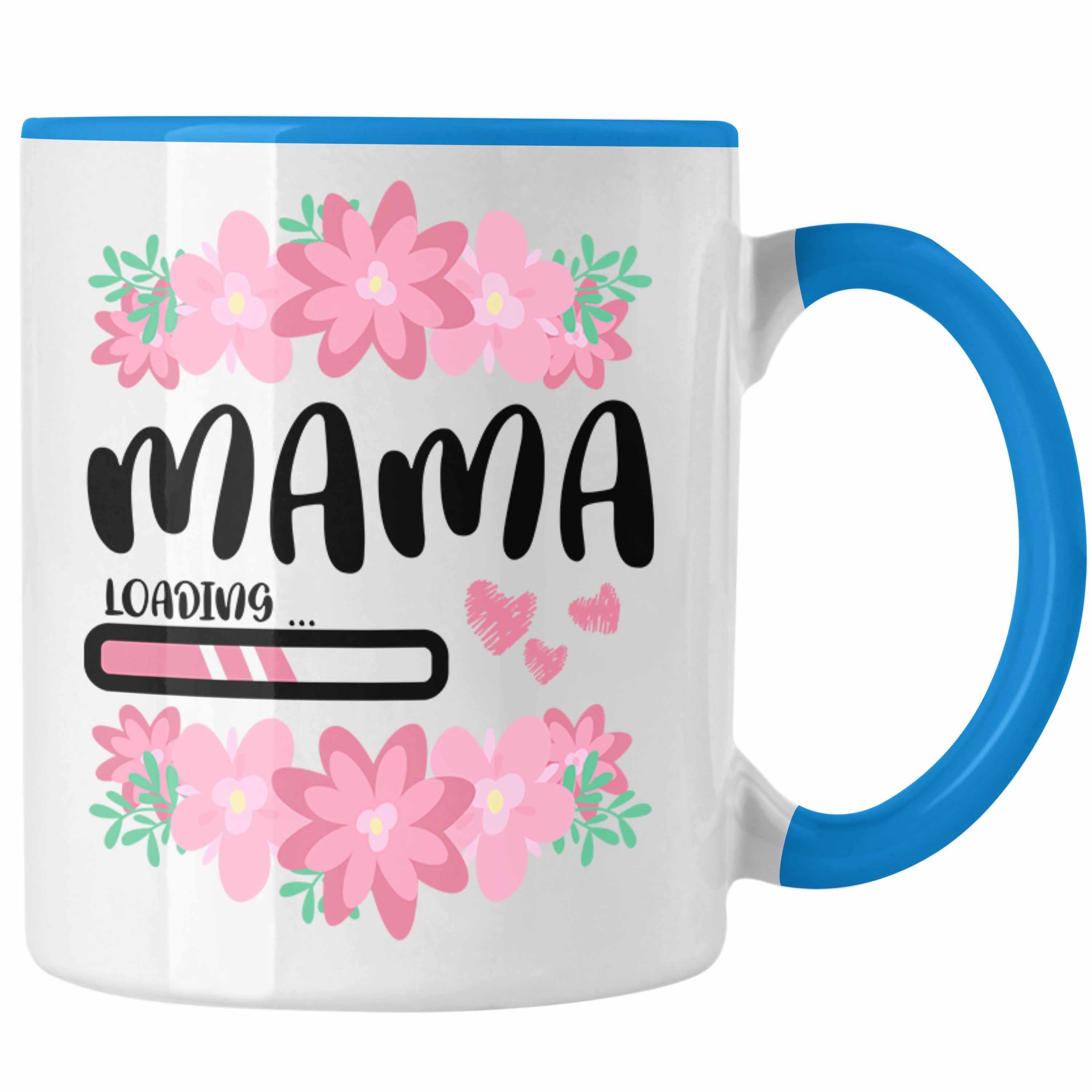 Baby Tasse Mama Loading Trendation Schwangerschaftsankündigung Schwangerschaft Kaffeetasse Rosa Tasse Geschenk - Blau Trendation