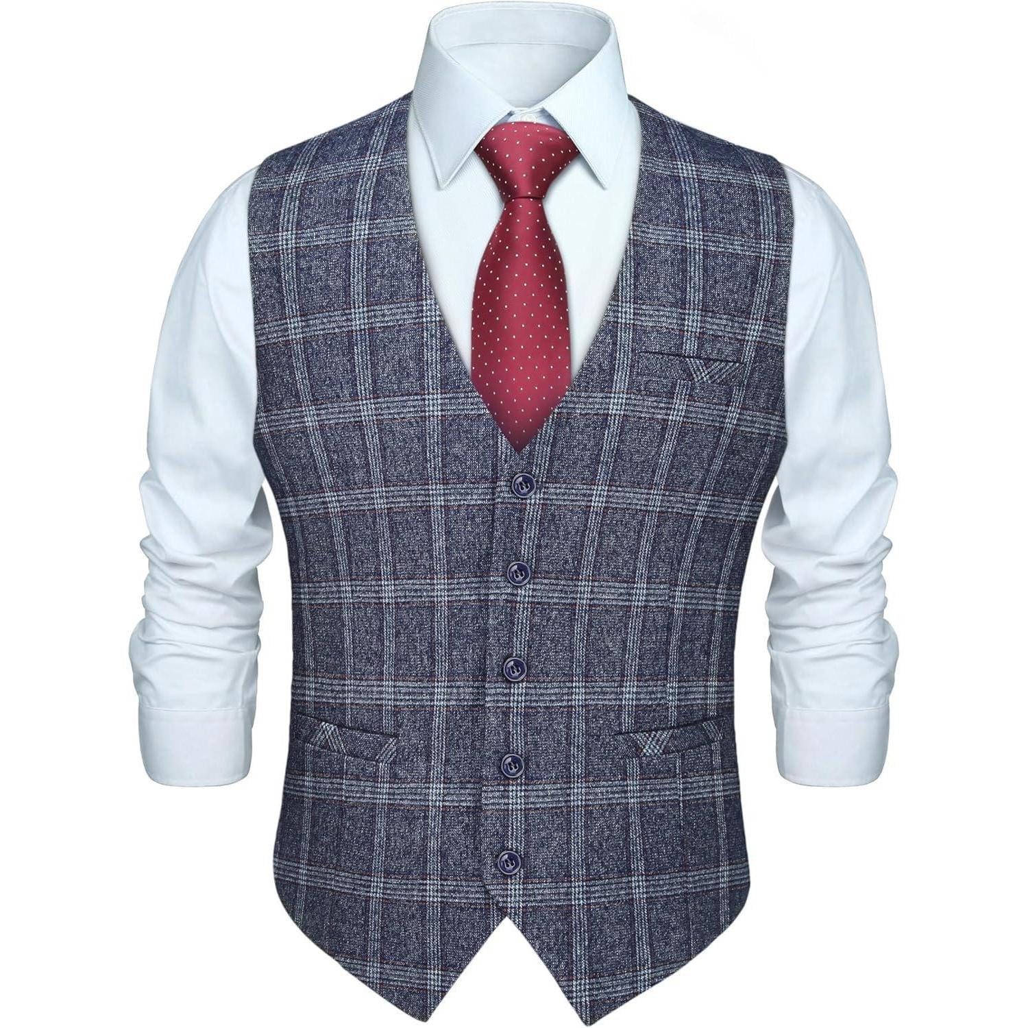 LuxusKollektion Krawatte Anzugweste Herren Kariert Hahnentritt Baumwolle Ho günstig online kaufen