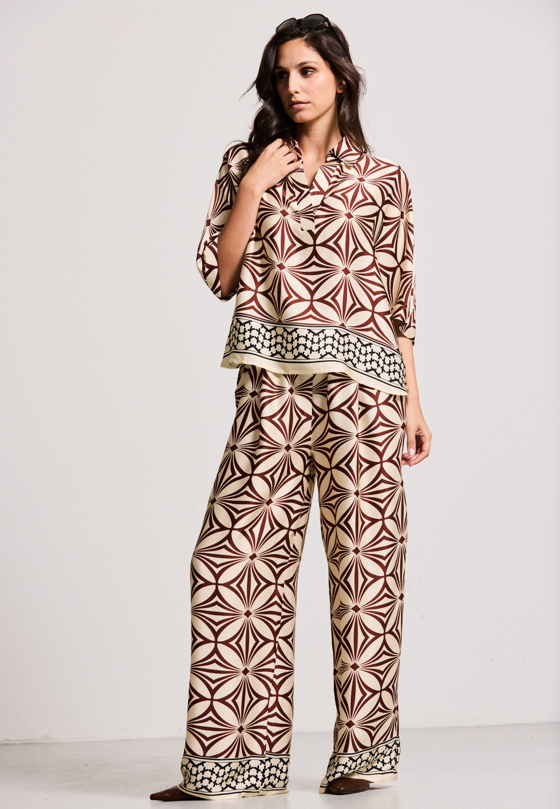 Andijamo-Fashion Hemdbluse GRAPHIC FLOW TUNIKA MATTGLANZ günstig online kaufen