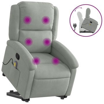 vidaXL Sessel Massagesessel mit Aufstehhilfe Hellgrau Samt (1-St)