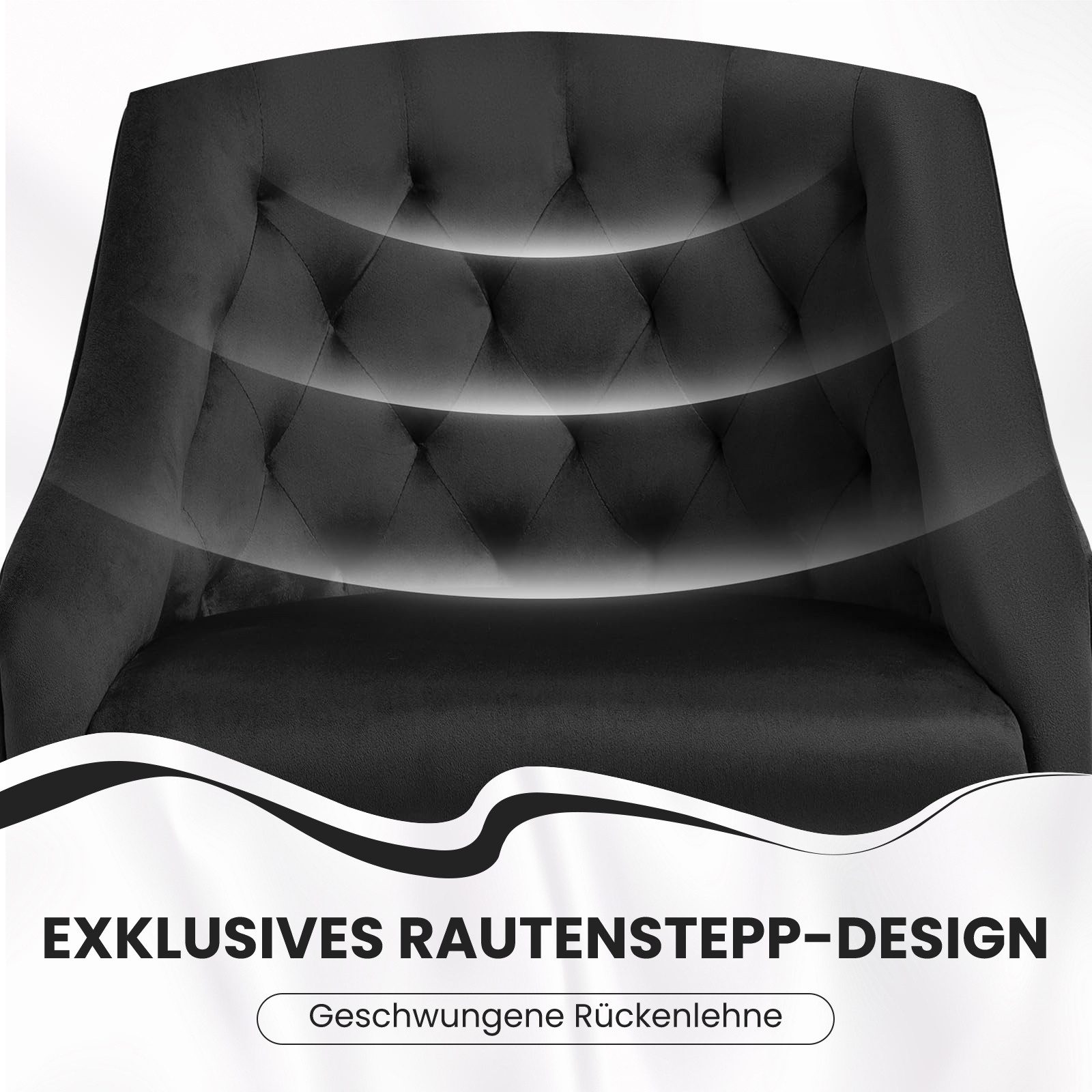 Fiximaster Polsterstuhl mit ergonomischer Rückenlehne, höhenverstellbarer Samt-Schminkstuhl (1 St), Drehstuhl und Bürostuhl, 360° drehbar – Bild 5 von 5