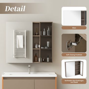 IDEASY Badmöbel-Set Badezimmermöbel-Set, 90 cm breites rechteckiges Keramikwaschbecken, MDF, Aufbewahrungsschrank mit Doppeltür, einfach zu montieren