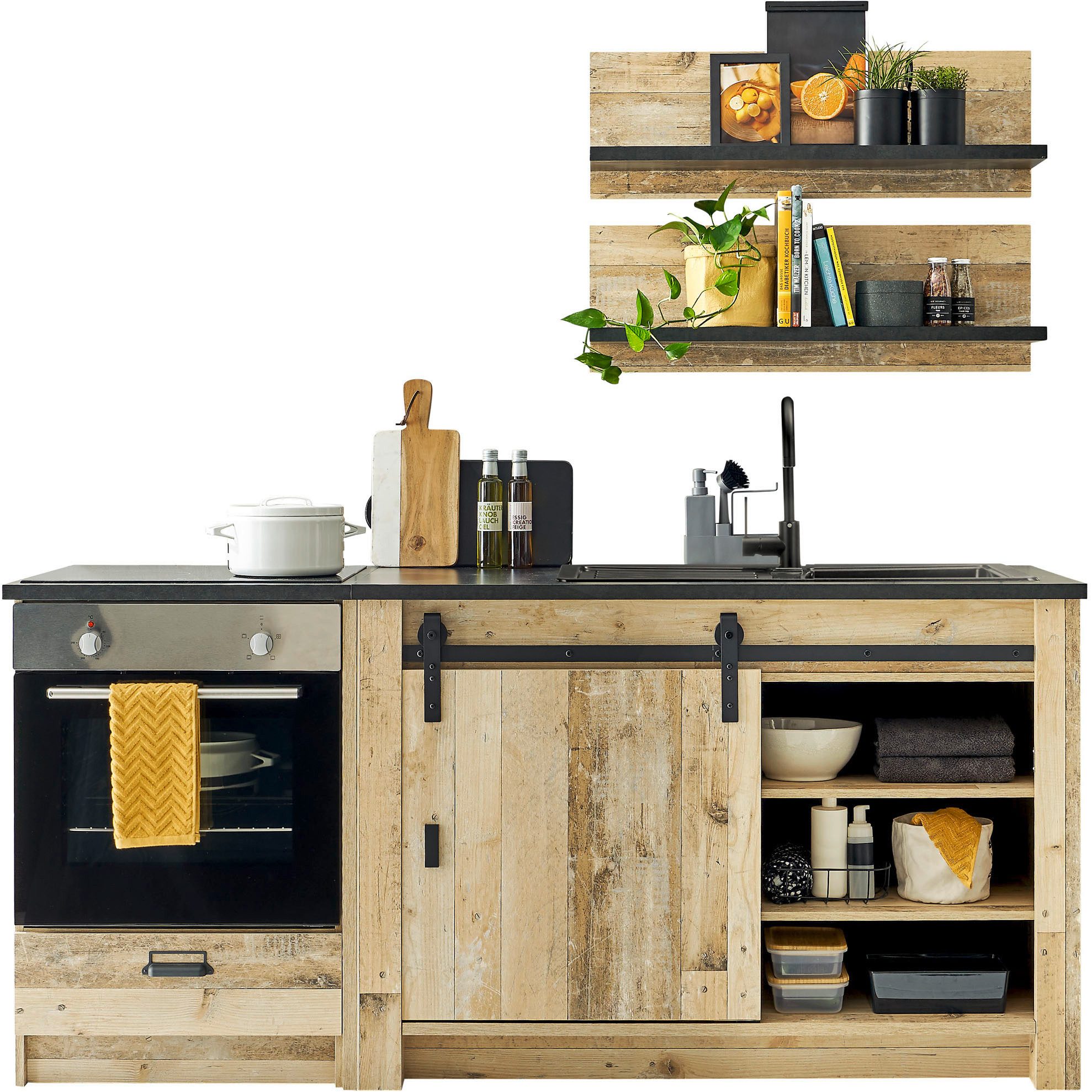 Home affaire Küchenzeile Sherwood, Breite 196 cm, mit Herdumbauschrank, ohne E-Geräte