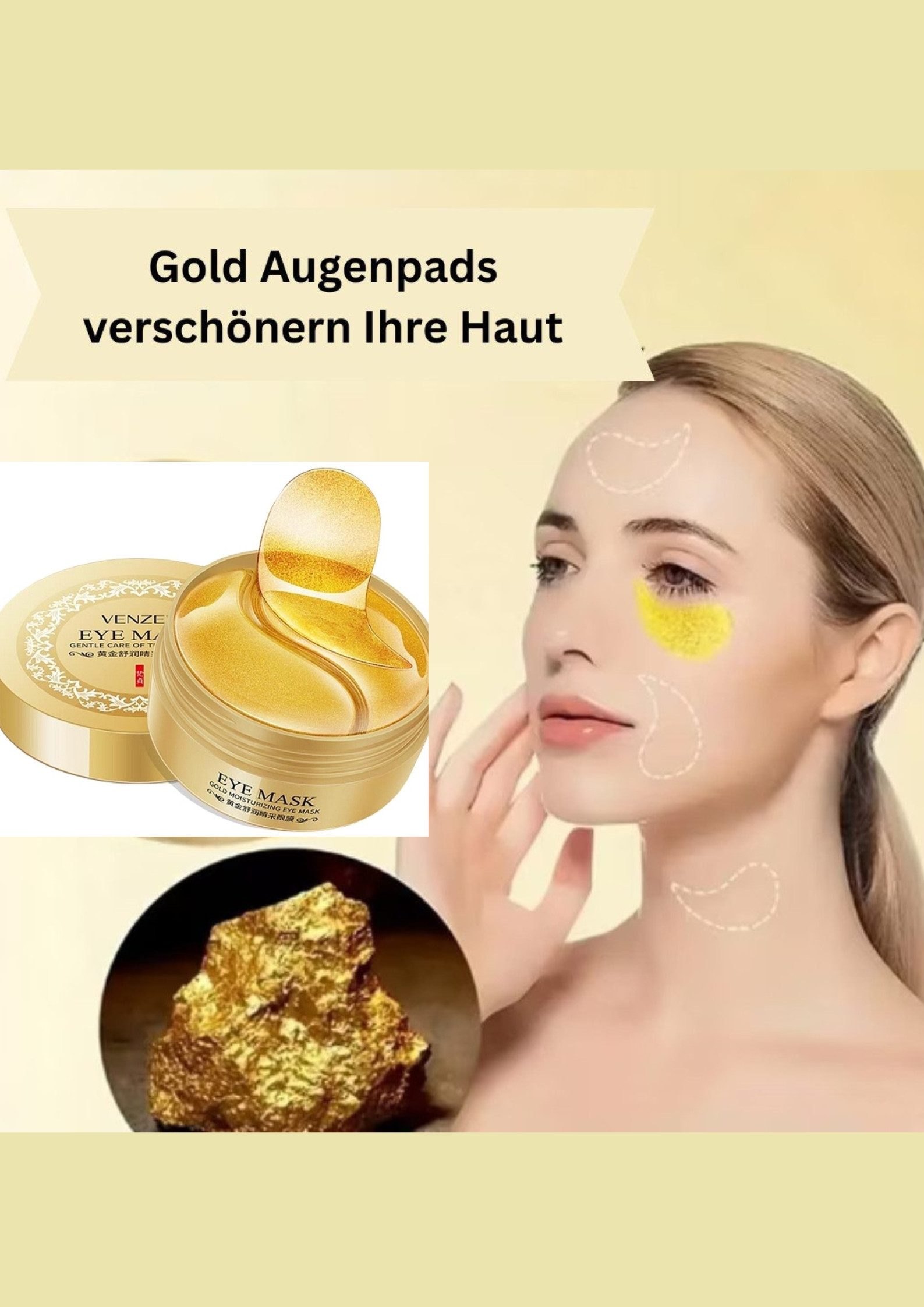 Houmai Gold-Augenmaske – 60 Stück Mit Kollagen & Hyaluronsäure Gegen Augenringe & Falten