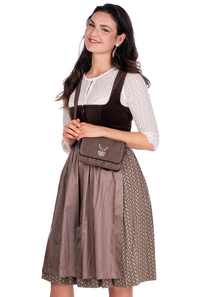Dirndl Samt Dirndl 2tlg. - NICOLETTA - braun/beige geblümt/haselnuss