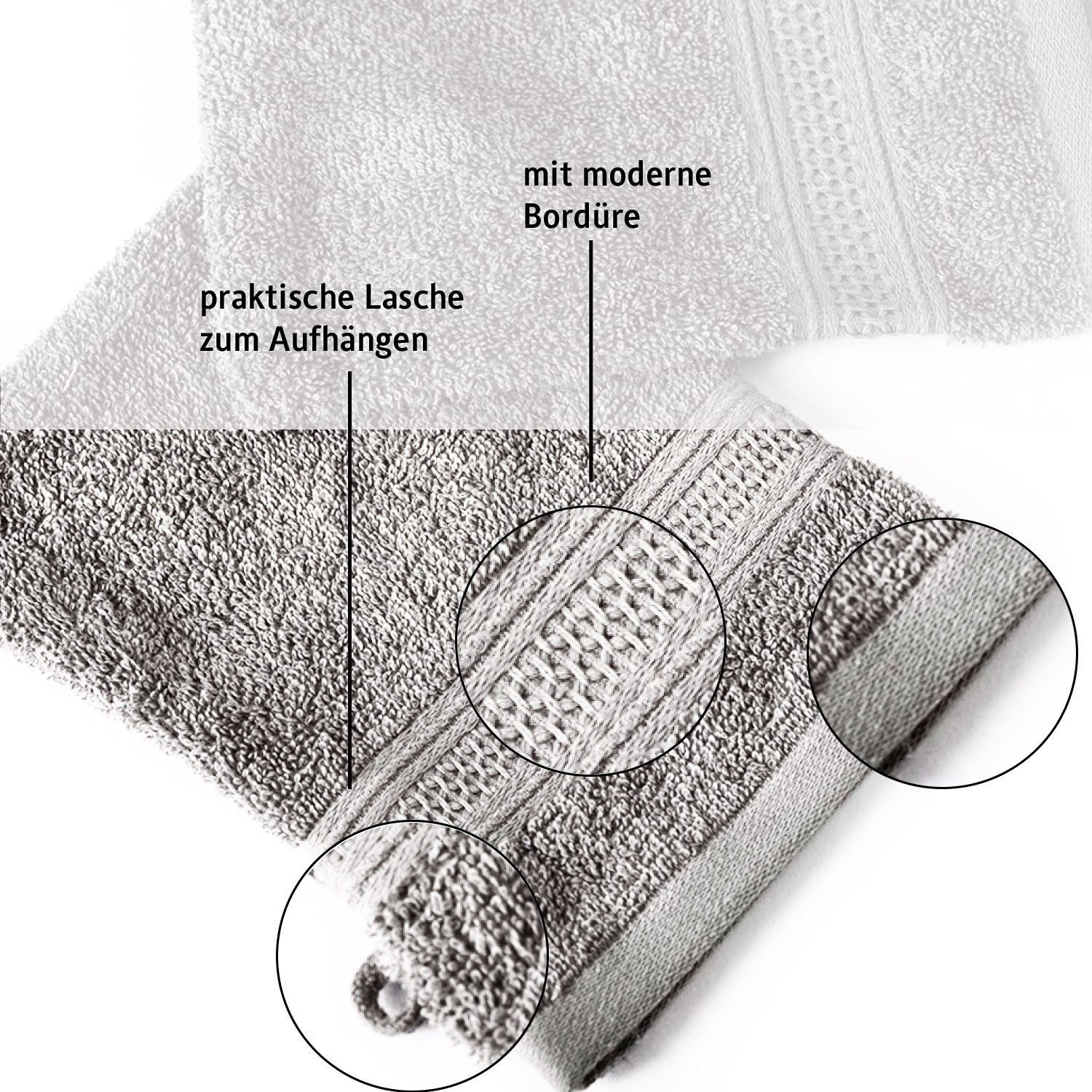 Komfortec Seiftuch Waschhandschuhe Set aus Schnelltrocknend Silber 100% 2-tlg., Baumwolle Weich, Frottee, cm), Leich, (Packung, 16x21