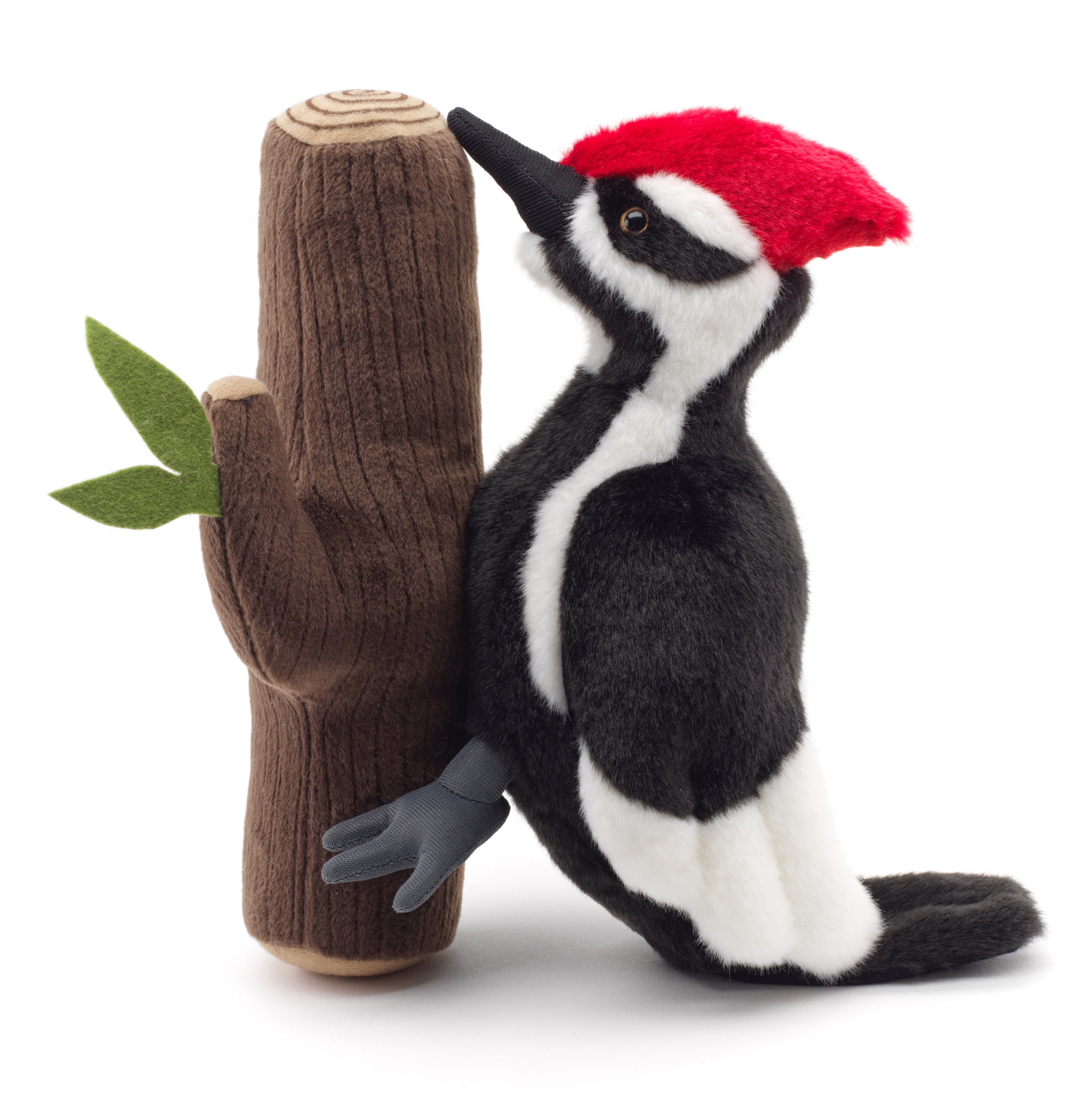Uni-Toys Kuscheltier Specht am Stamm - 27 cm (Höhe) - Plüsch-Vogel - Plüschtier, zu 100 % recyceltes Füllmaterial