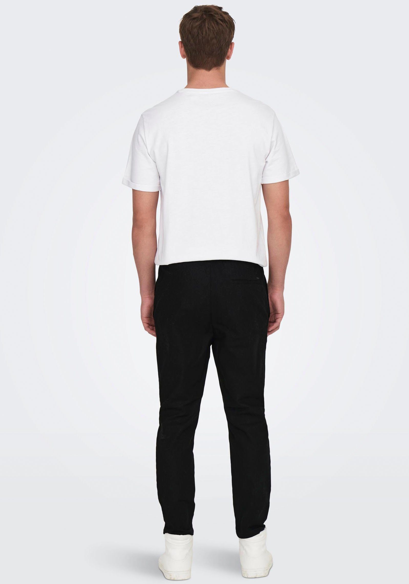 ONLY & SONS Schlupfhose ONSLINUS CROP 0007 COT LIN PNT NOOS Baumwolle mit Leinen, Gummizug und Kordel