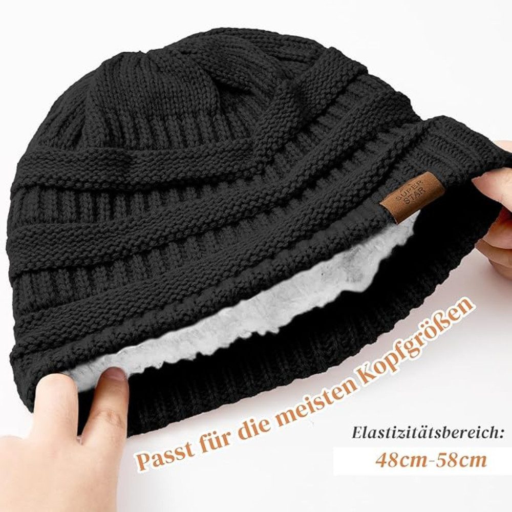 Blusmart Fleecemütze Winterstrickmütze (Grobstrick, gefüttert, Thermomütze) Unisex, ein Must-Have für den Winter