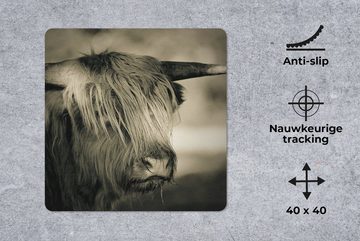 MuchoWow Gaming Mauspad Schottischer Highlander - Tiere - Haare (1-St), Mousepad mit Rutschfester Unterseite, Gaming, 40x40 cm, XXL, Großes