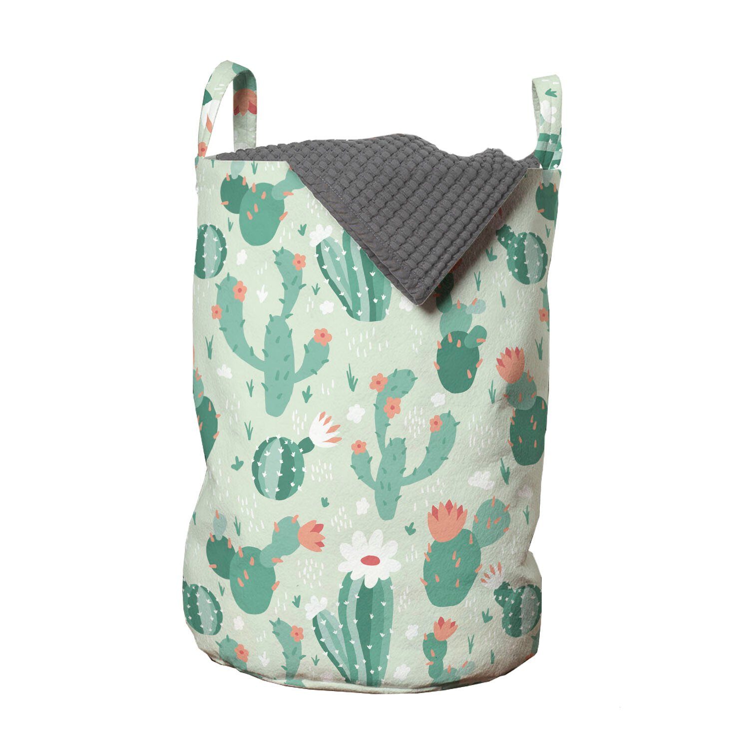 Abakuhaus Wäschesäckchen Wäschekorb mit Griffen Kordelzugverschluss für Waschsalons, Cactus Spring Flower weich tonte