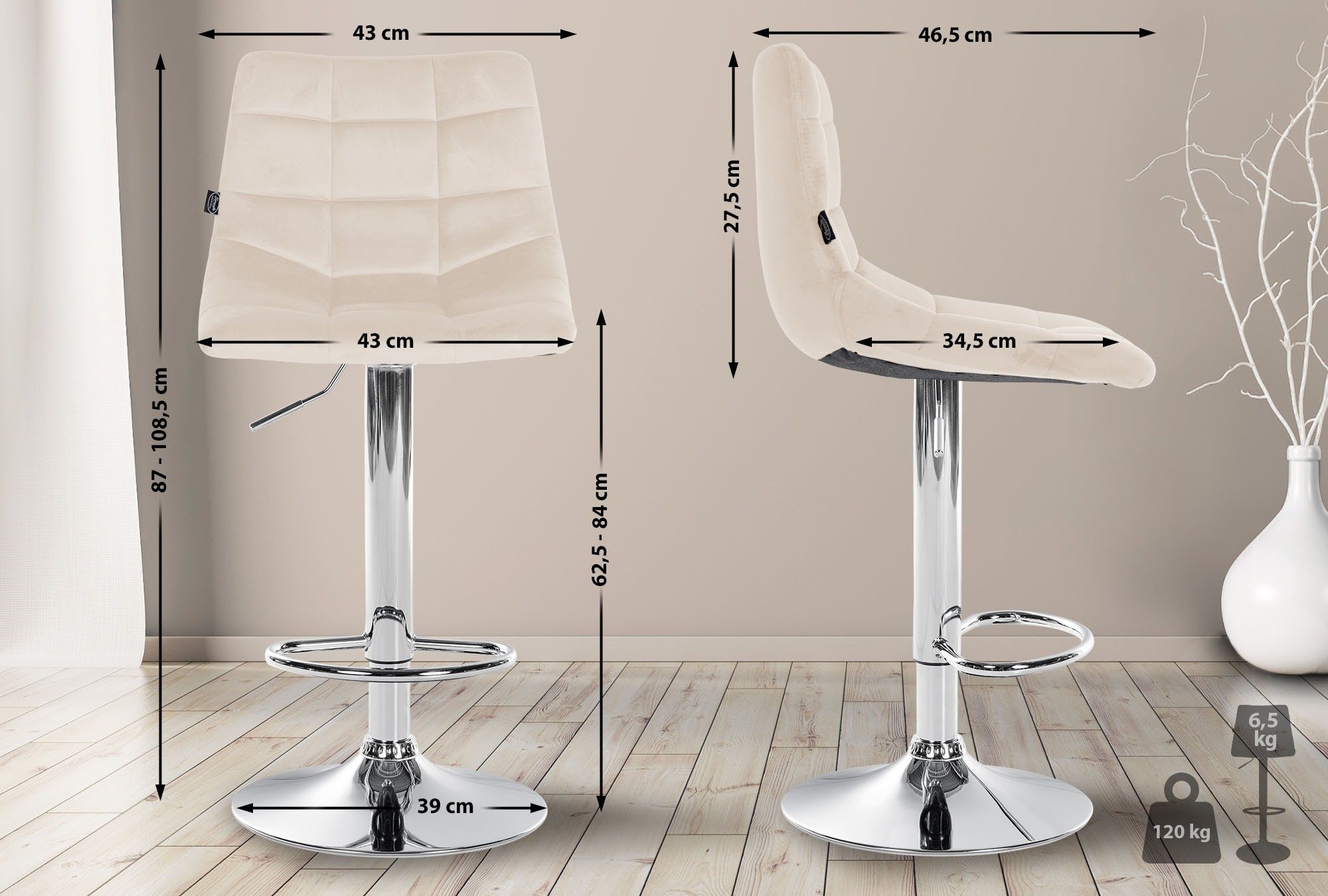 CLP Barhocker Jerry Samt (2er Set, günstig online kaufen