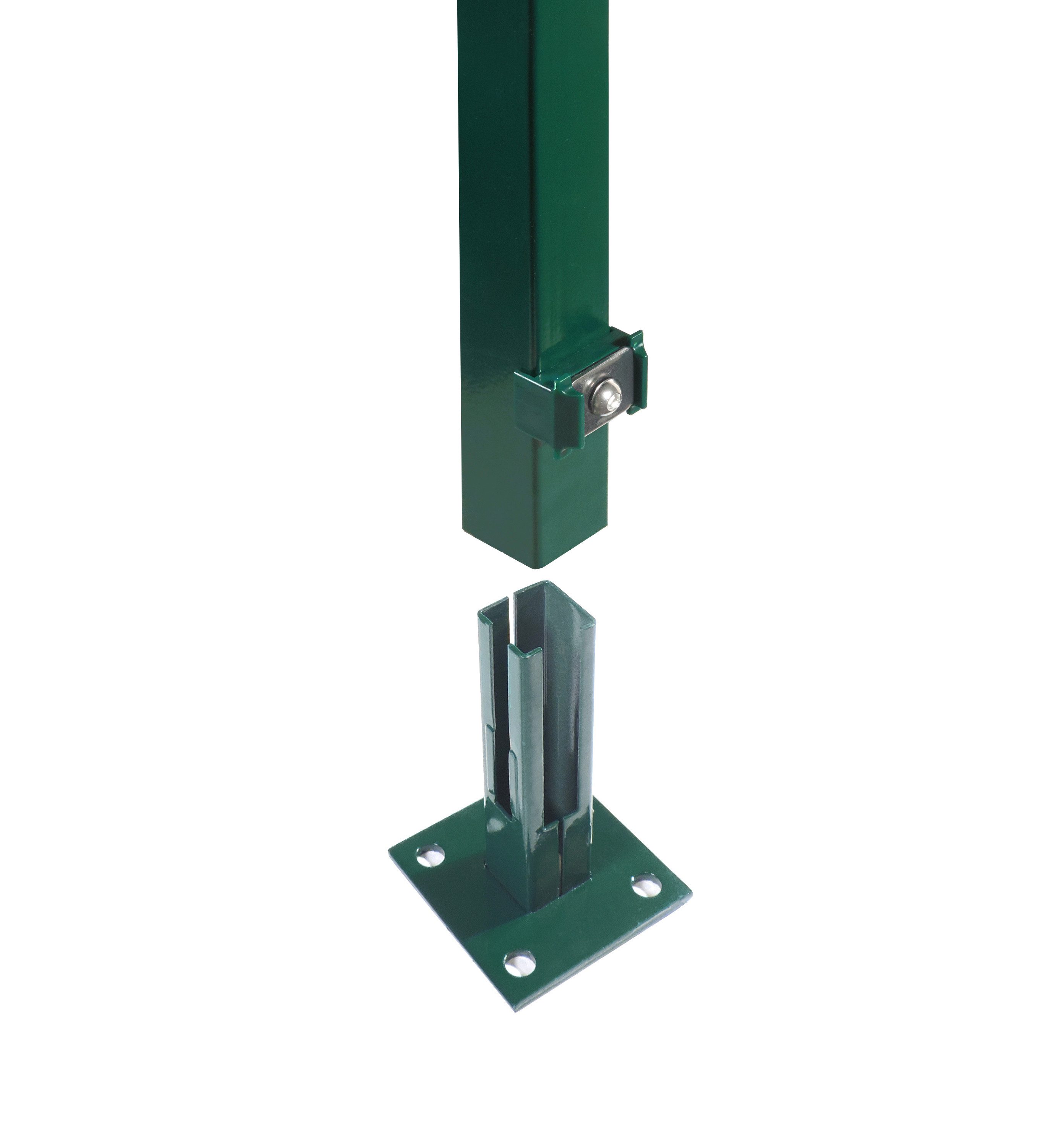 Arvotec Zaunpfosten 4x Pfosten zum Aufschrauben für Mattenhöhe 160/163 cm Grün, (4-St., Komplettset), zum Aufschrauben, ohne Bodenplatte