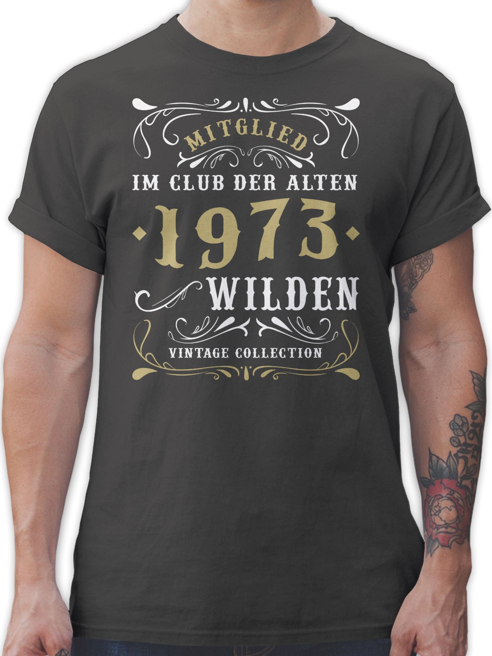 alten 1973 Shirtracer 50. im Club T-Shirt der Mitglied Dunkelgrau 2 Wilden Geburtstag