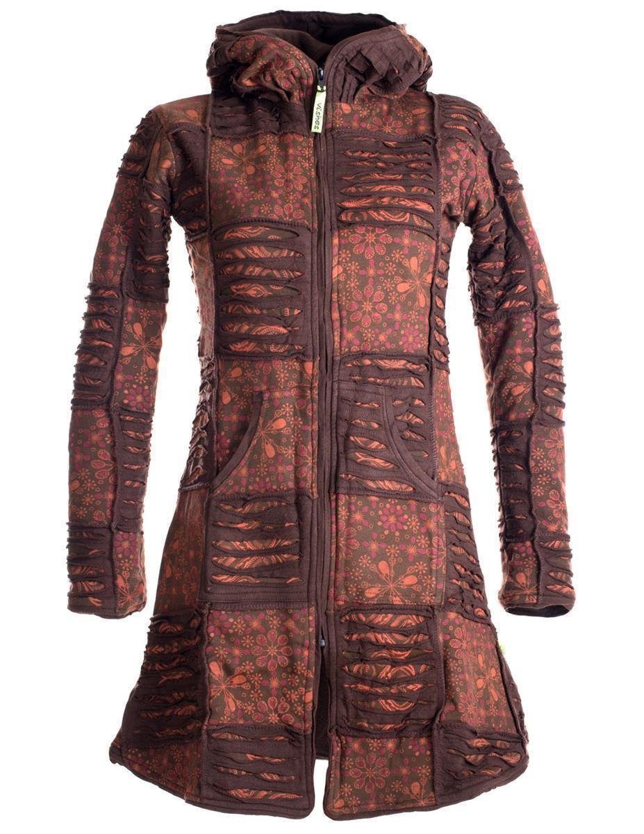 Kurzmantel Patchwork Mantel mit Cutwork Fleece gefüttert