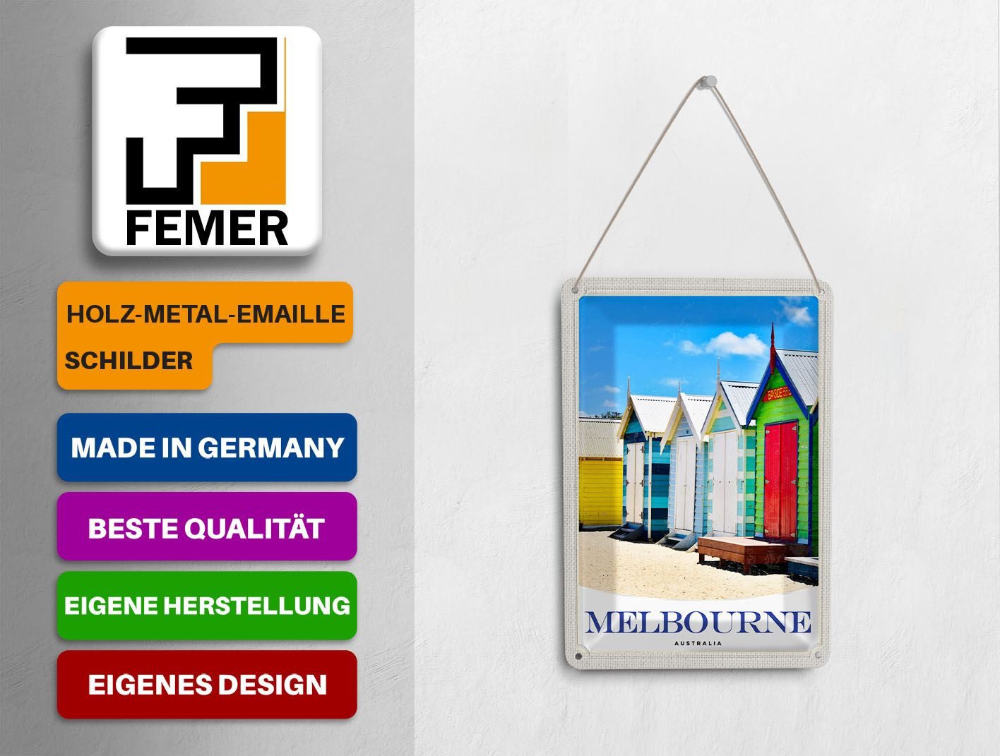 Femer GmbH Postkarte Reise 10x14 cm Melbourne Australien Strandhaus, unfrankiert