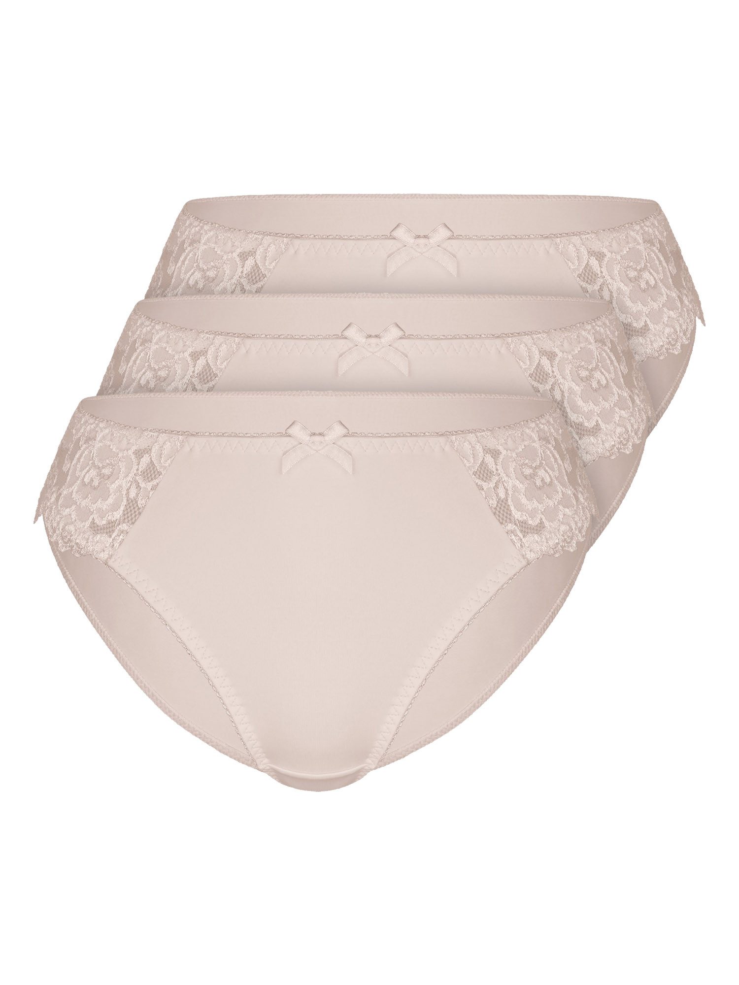 Sassa Bikinislip 3er Pack Slip CLASSIC LACE (Spar-Set, 3-St) weiche, matte Microfaser, Blütenspitze mit Matt-Glanz-Effekt