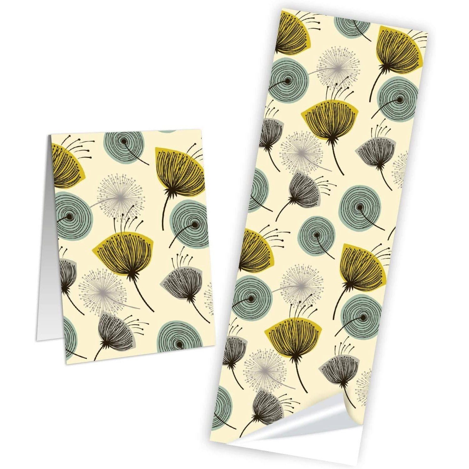 Logbuch-Verlag Aufkleber Längliche Pusteblume Aufkleber - 5 x 14,8 cm - beige senfgelb blau im