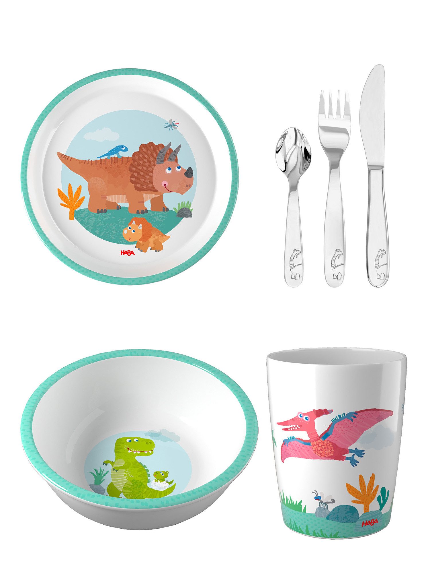 Haba Geschirr-Set Schüssel, Teller, Becher & Besteck (4-tlg), unisex neutral