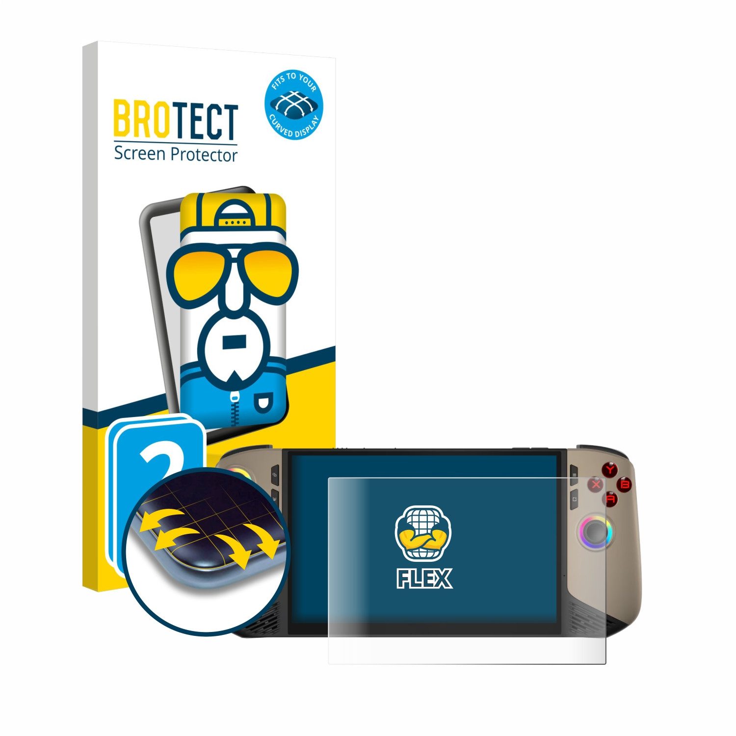 BROTECT Displayschutzfolie Fullscreen Schutzfolie für MSI Claw 8 AI+, 2 Stück, Displayschutz Folie Fullcover Klar Transparent