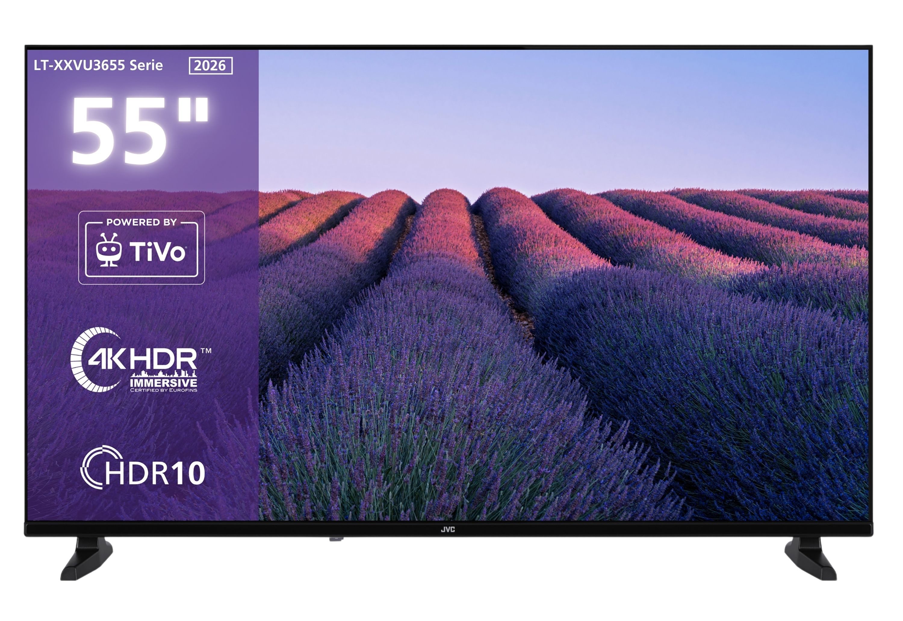 JVC LT-55VU3655 LCD-LED Fernseher (139 cm/55 Zoll, 4K Ultra HD, Smart TV powered by TiVo, Smart TV powered by TiVo, HDR, HDMI 2.1 ALLM, Triple-Tuner)