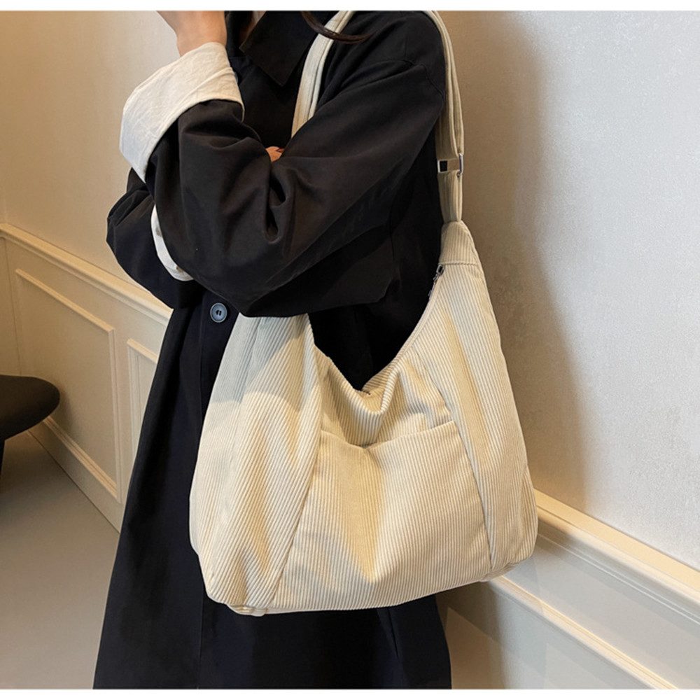 Cachito Umhängetasche Damen Groß Cord Tasche Shopper Crossbody Schultertasche Henkeltasche, Hobo Handtasche für Uni Arbeit Mädchen Schule – Bild 3 von 5
