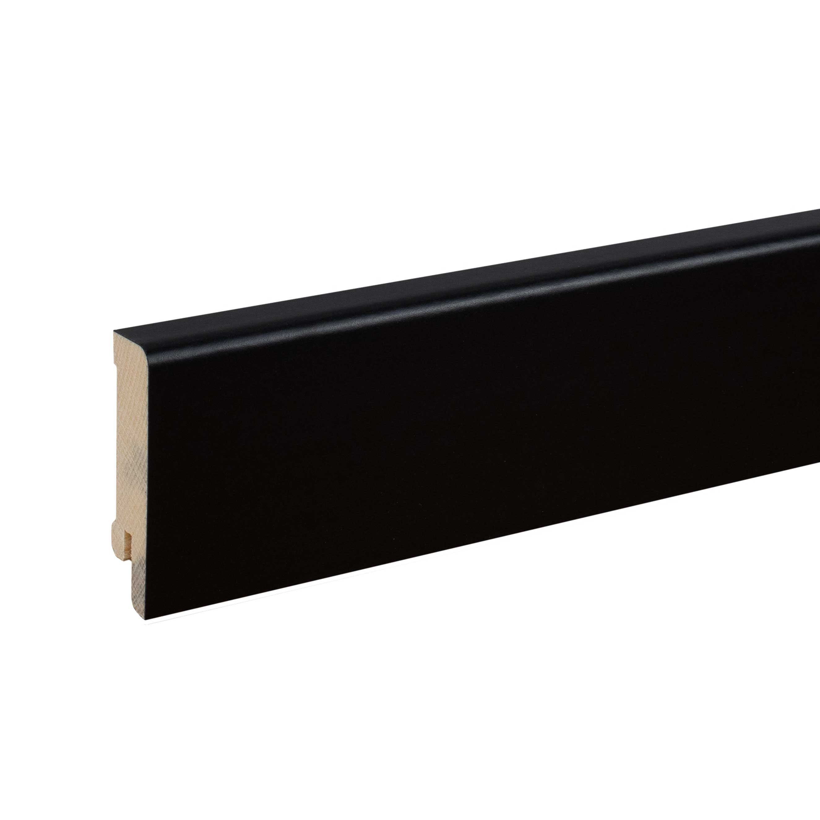 PROVISTON Sockelleiste 16 x 60 x 2500 mm Fußleiste Massivholz Schwarz by PROVISTON, Spar-Set, 25-St.