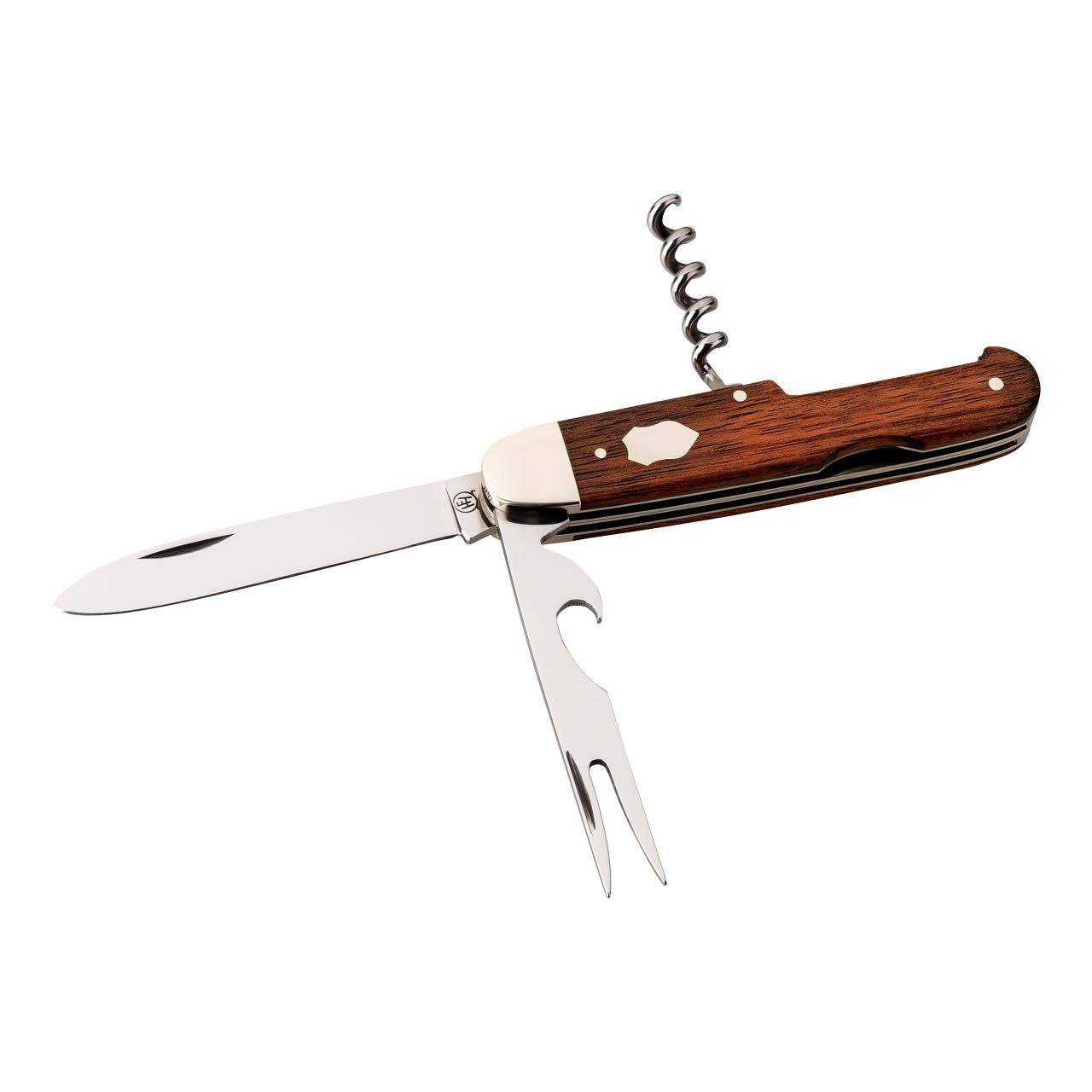 Hartkopf Taschenmesser Rotholz-Griff, Neusilber-Backen, Gravurplättchen, Hartkopf-Solingen Taschenmesser Picknick, Rotholz-Schalen