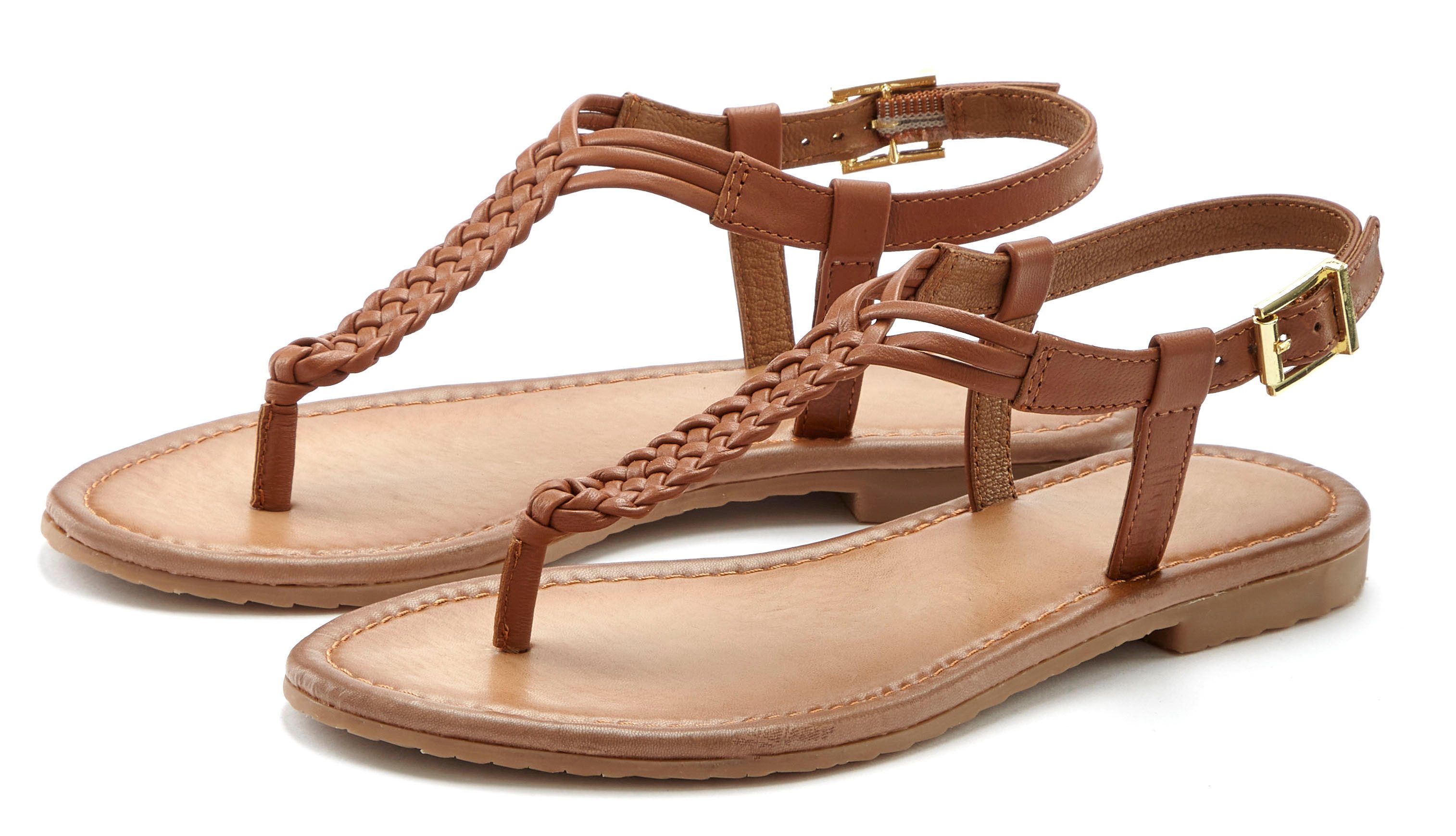 Vivance Zehentrenner Sandalette, Sommerschuh,Sandale aus Leder mit Flecht-O günstig online kaufen