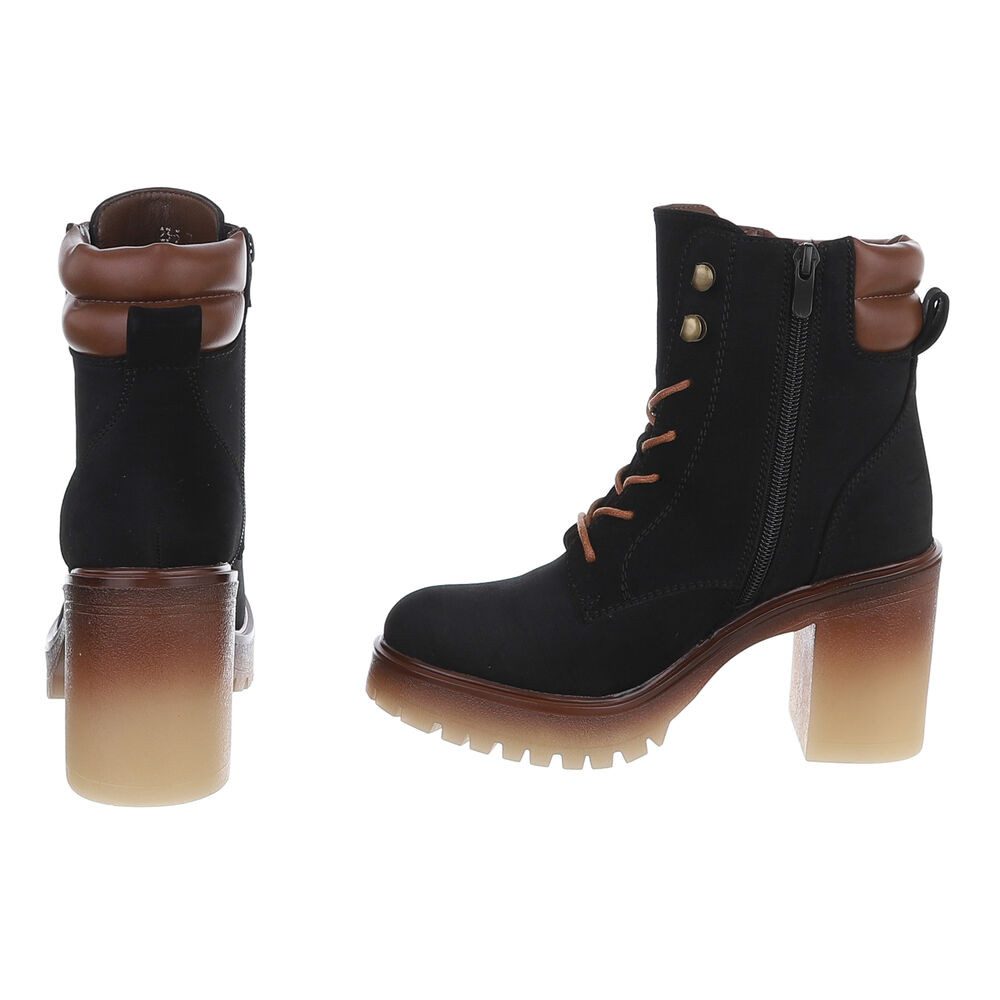 Ital-Design Damen Schnürstiefel mit Blockabsatz und Profilsohle Schnürstiefelette (92422415) Blockabsatz Stiefeletten in Schwarz – Bild 5 von 5