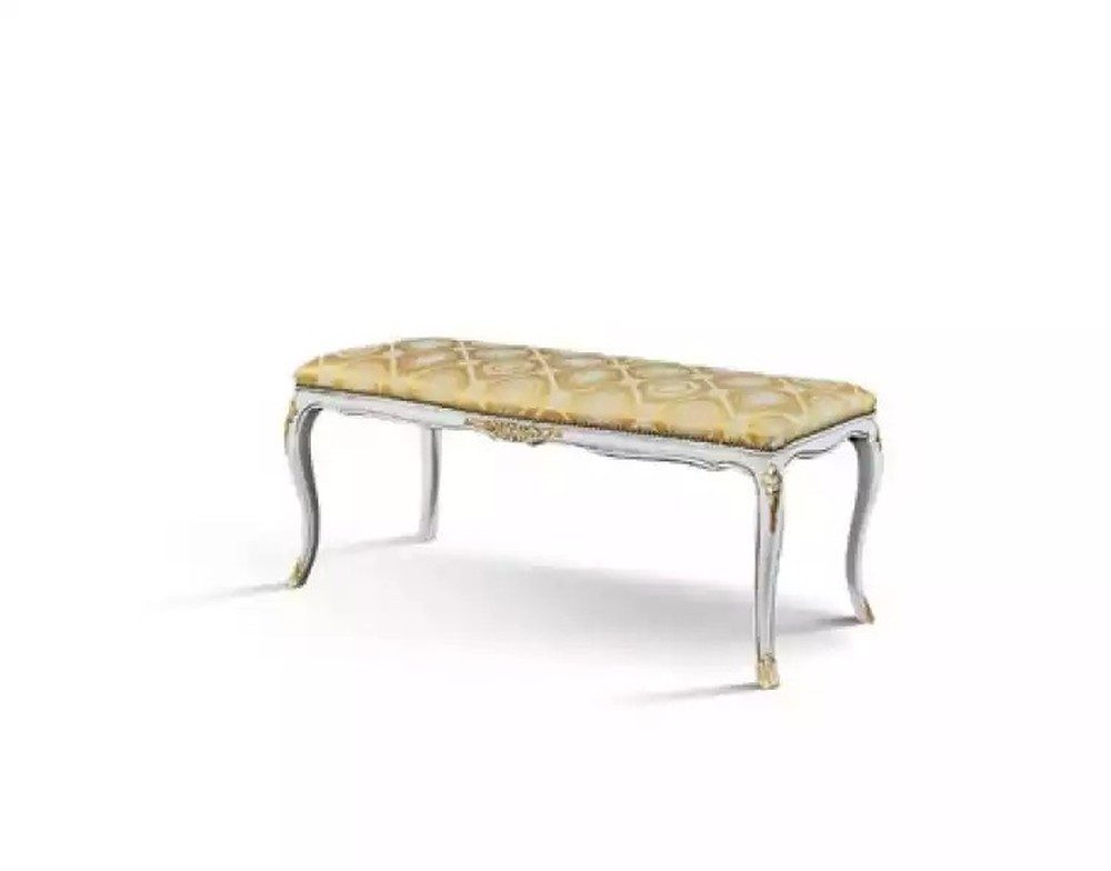 JVmoebel Sitzbank Klassische Polsterbank in Gold mit weißen Holzfüßen (1-St., Sitzbank), Made in Italy